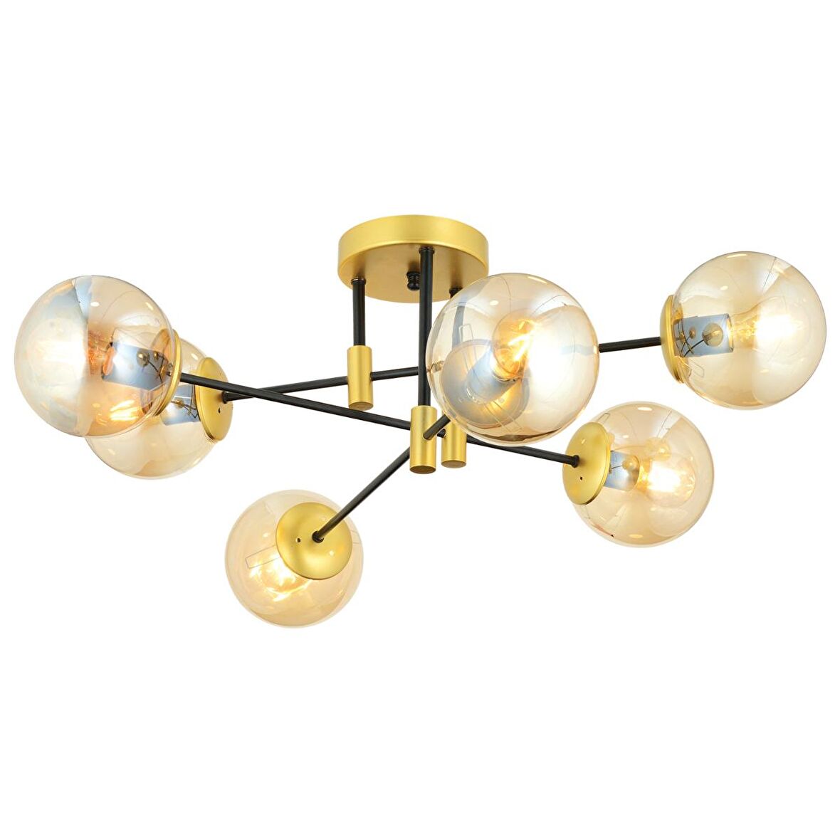 Trendylight İrem 6'Lı Cam Detaylı Plafonyer Avize - Gold