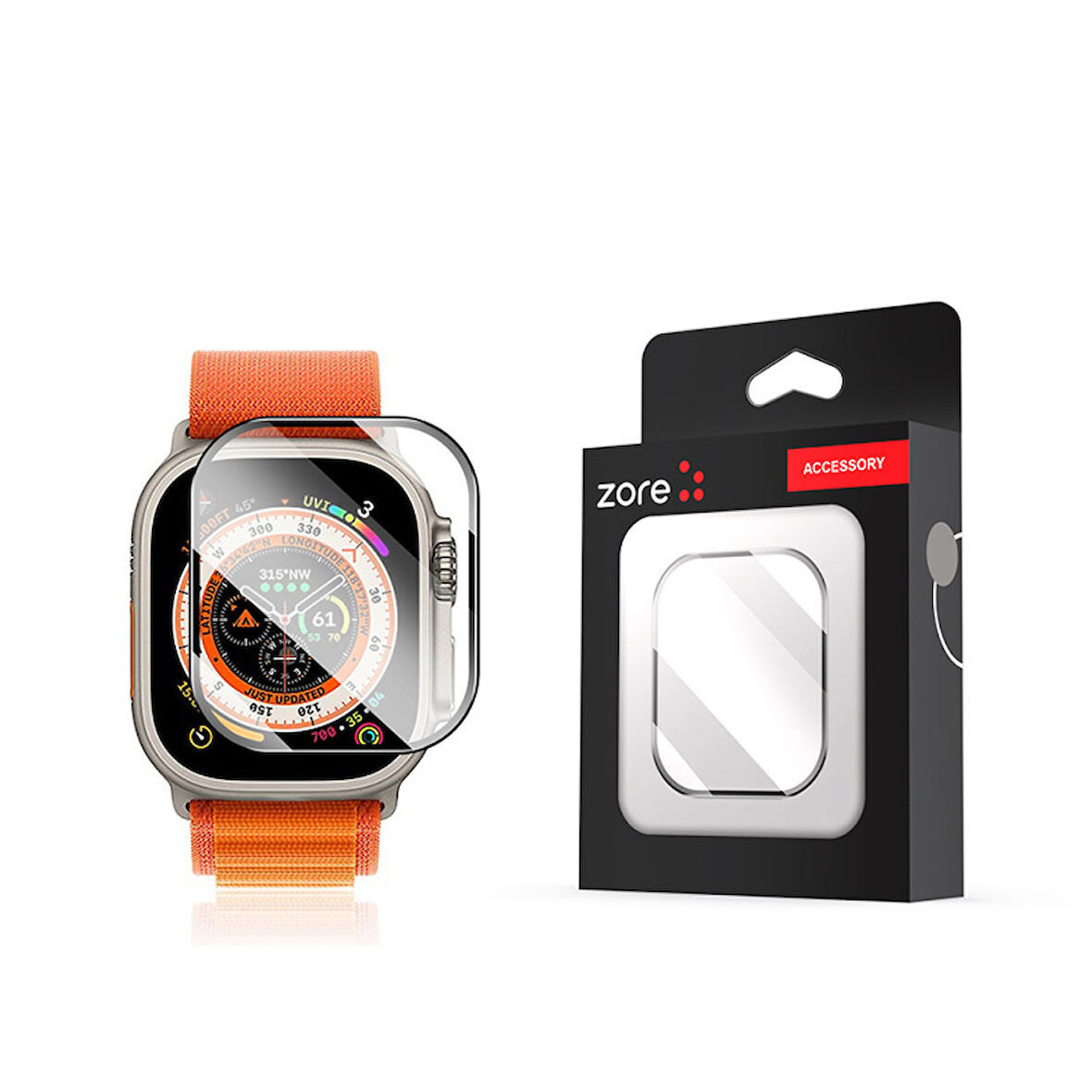 Apple Watch Ultra 49mm Ekran Koruyucu Metal Çerçeveli Kırılmaya Daha Dayanıklı ALM-01
