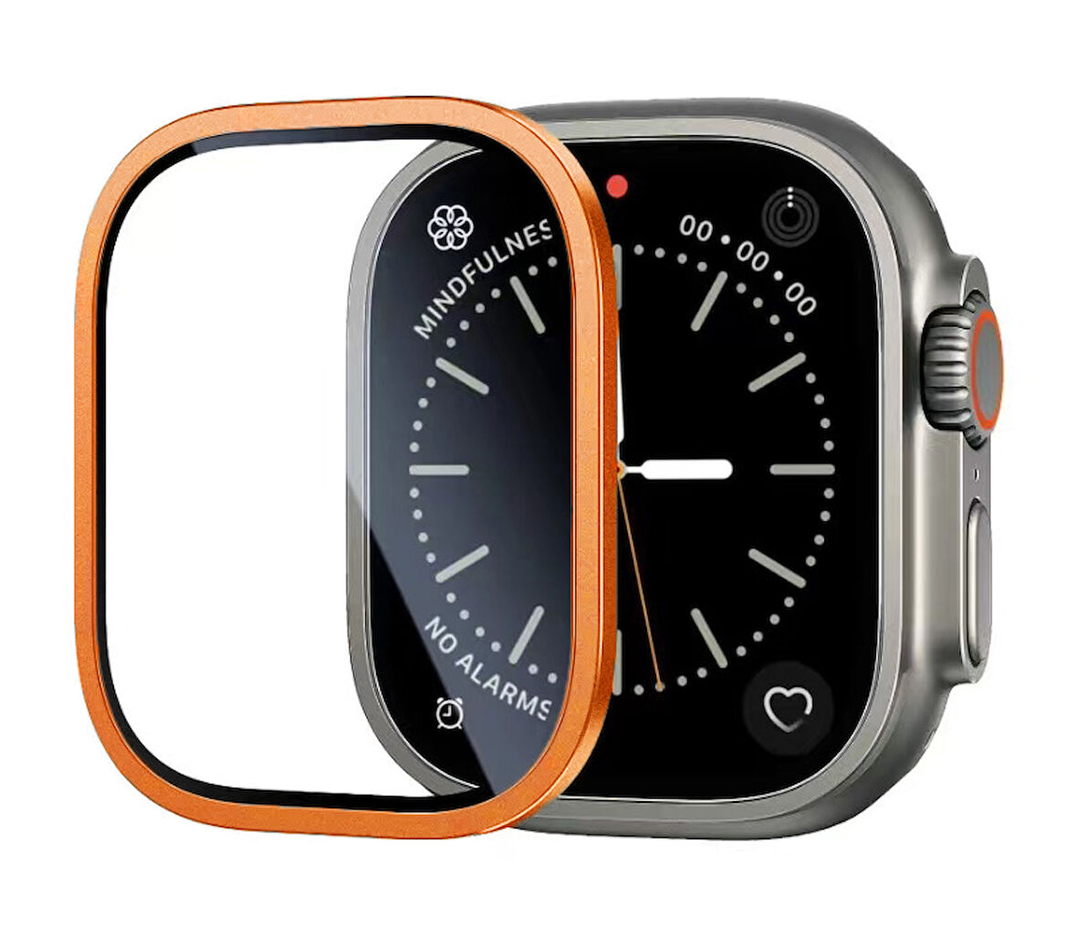Apple Watch Ultra 49mm İçin Ekran Koruyucu Metal Çerçeveli Kırılmaya Daha Dayanıklı ALM-01