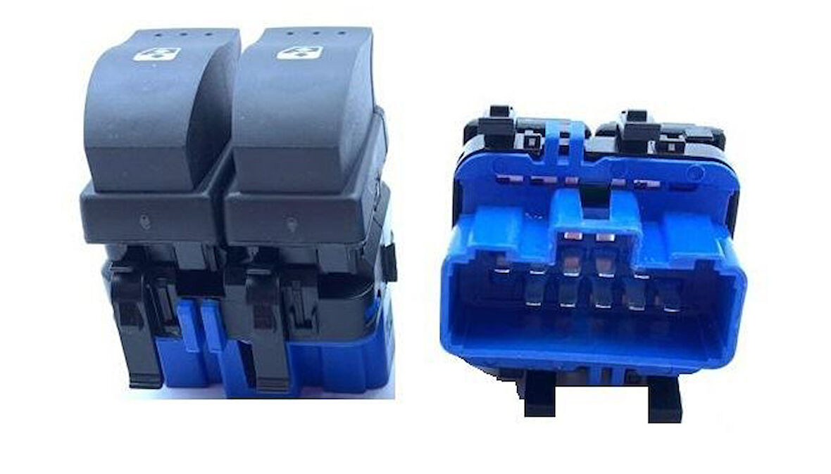 CAM KALDIRMA ANAHTARI SOL MAVİ RENAULT MEGANE II / SCENIC ÇİFTLİ 10 FİŞ AN719 - AN0542