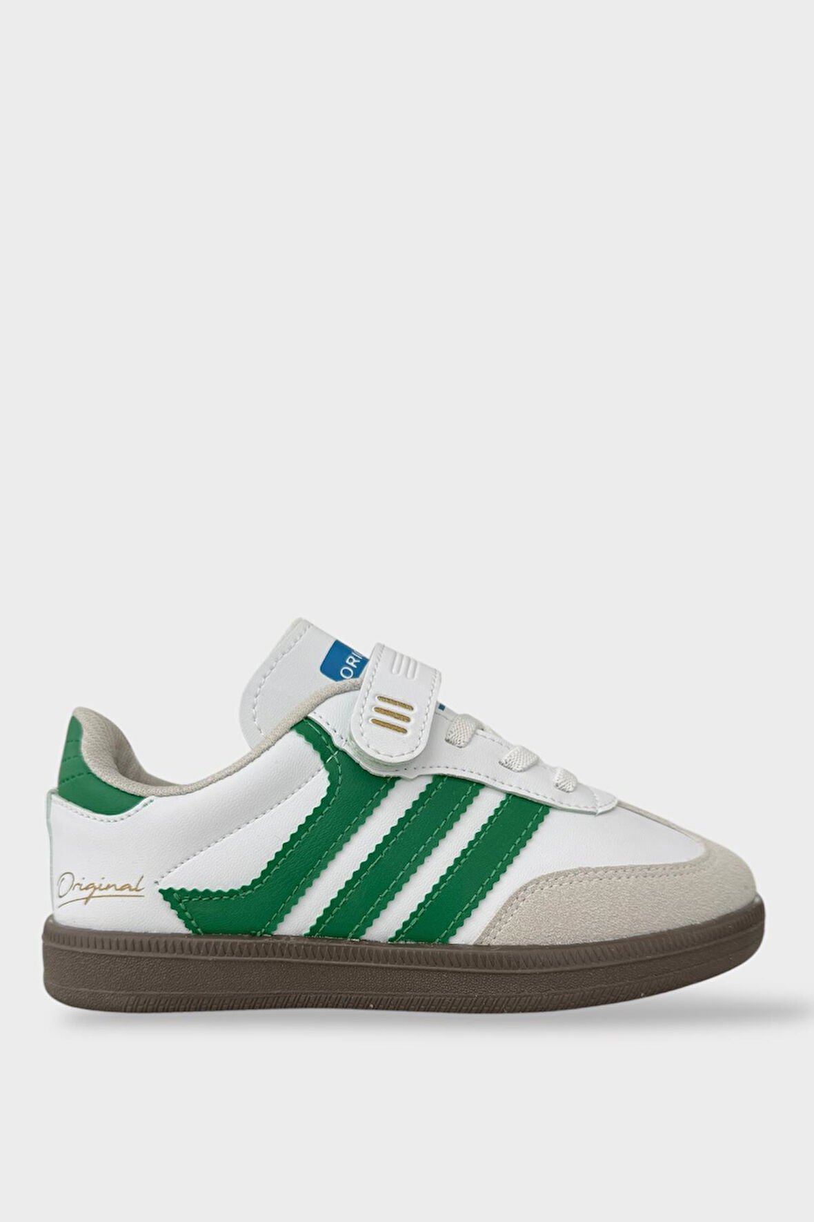 Unisex Cırtlı Bağcıklı Çocuk Spor Ayakkabı BEYAZ - YEŞİL