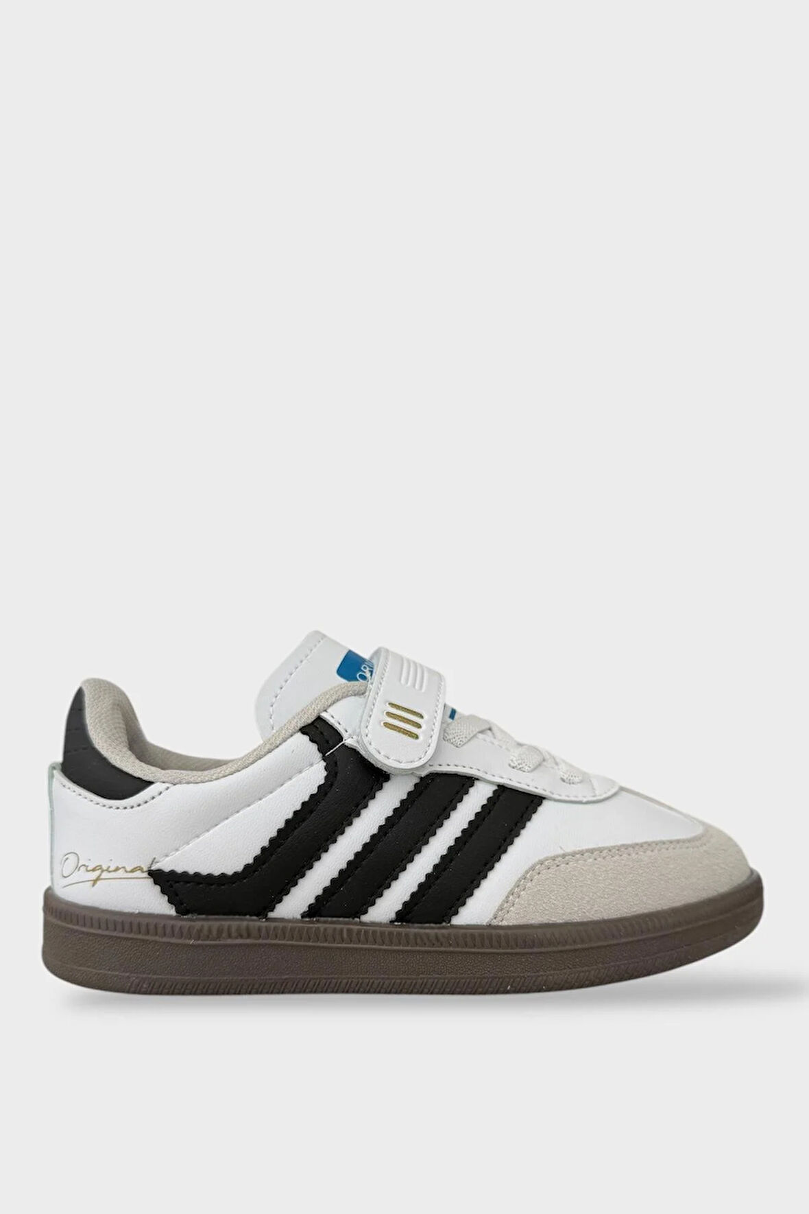 Unisex Cırtlı Bağcıklı Çocuk Spor Ayakkabı BEYAZ - SİYAH