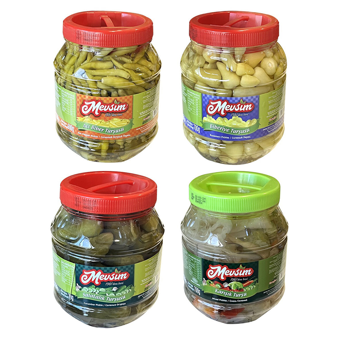 Mevsim Turşu Biber-Salata-Karışık 1350 gr 4 lü Karma Koli