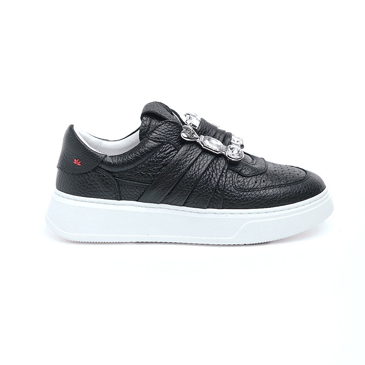 Hakiki Deri Taş Aksesuarlı Kadın Sneaker