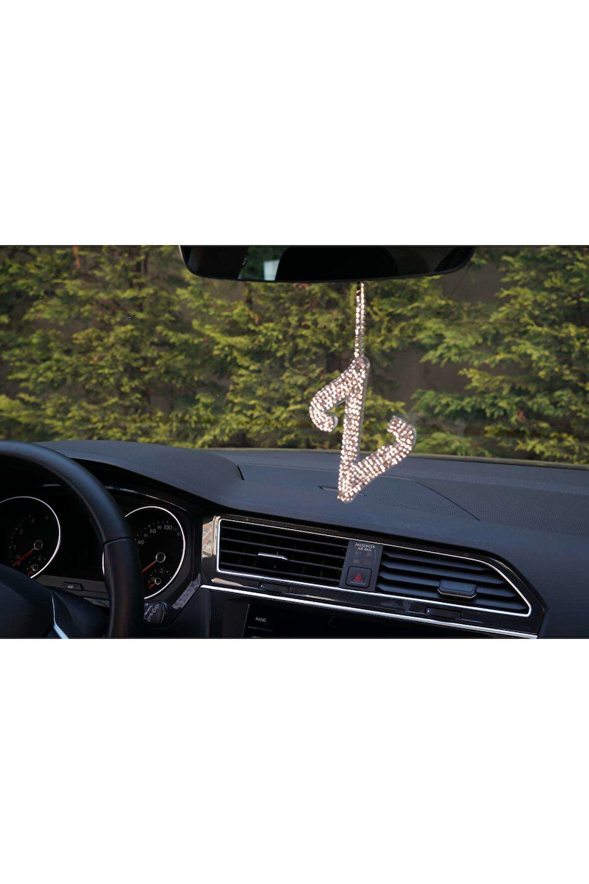 Swarovski Gümüş Taşlı Dikiz Ayna Kolye Süsü Z Harfi