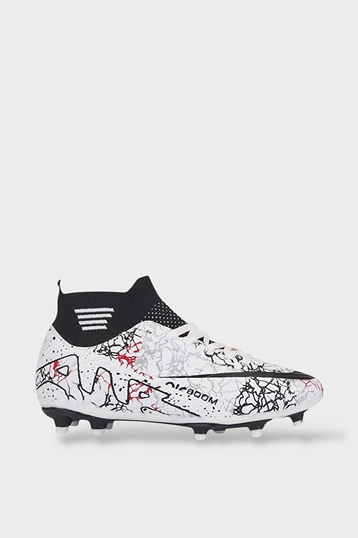 Çocuk Çoraplı Krampon Futbol Ayakkabısı SİYAH - BEYAZ