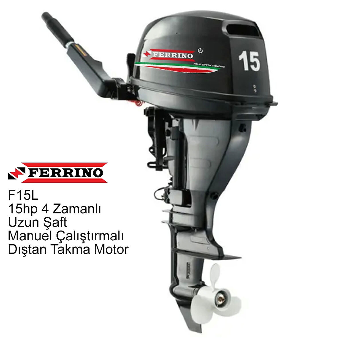 Ferrino 15hp 4 Zamanlı Uzun Şaft Manuel Çalıştırmalı Dıştan Takma Motor