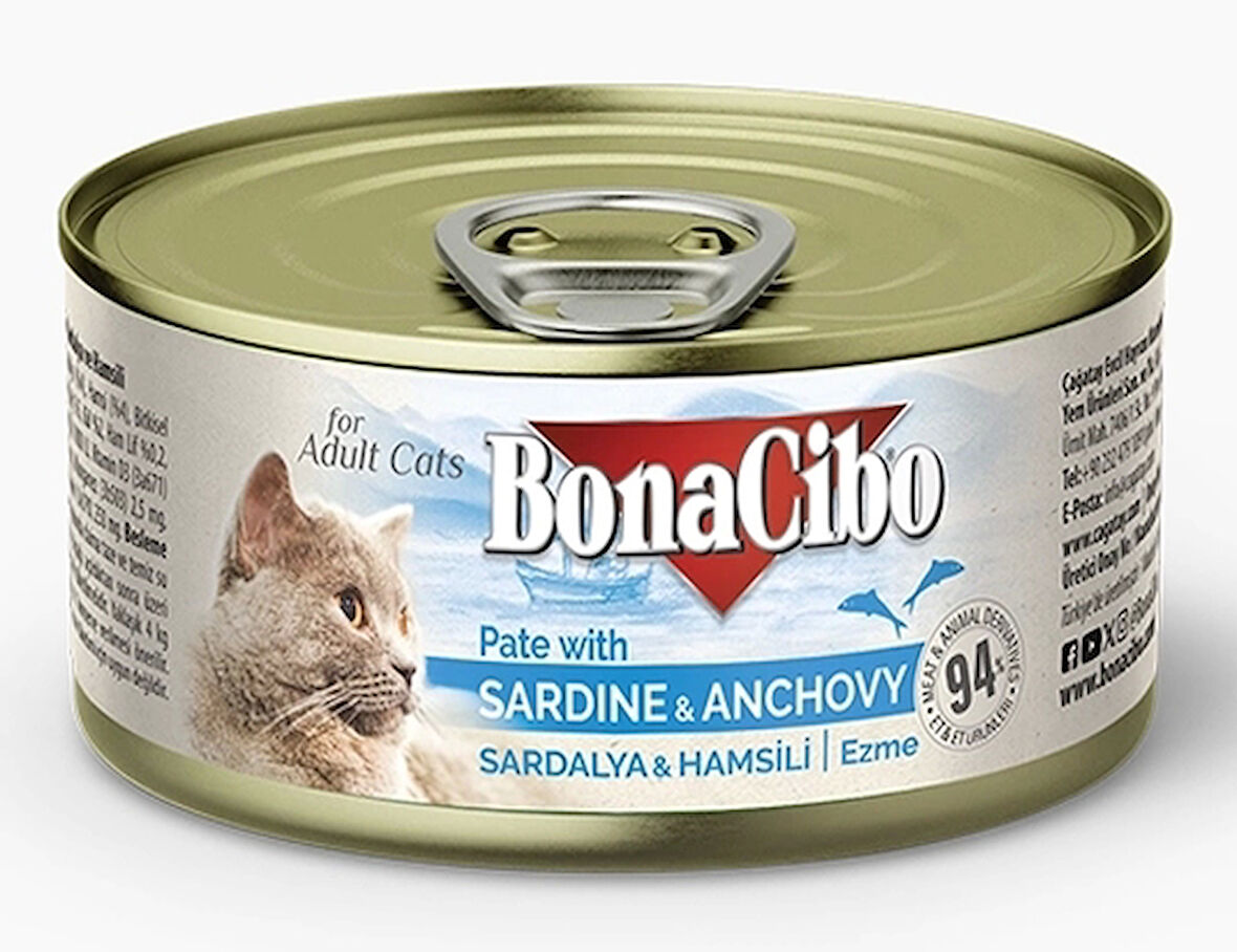 BonaCibo Ezme Sardalya-Hamsili Yetişkin Yaş Kedi Maması 85gr