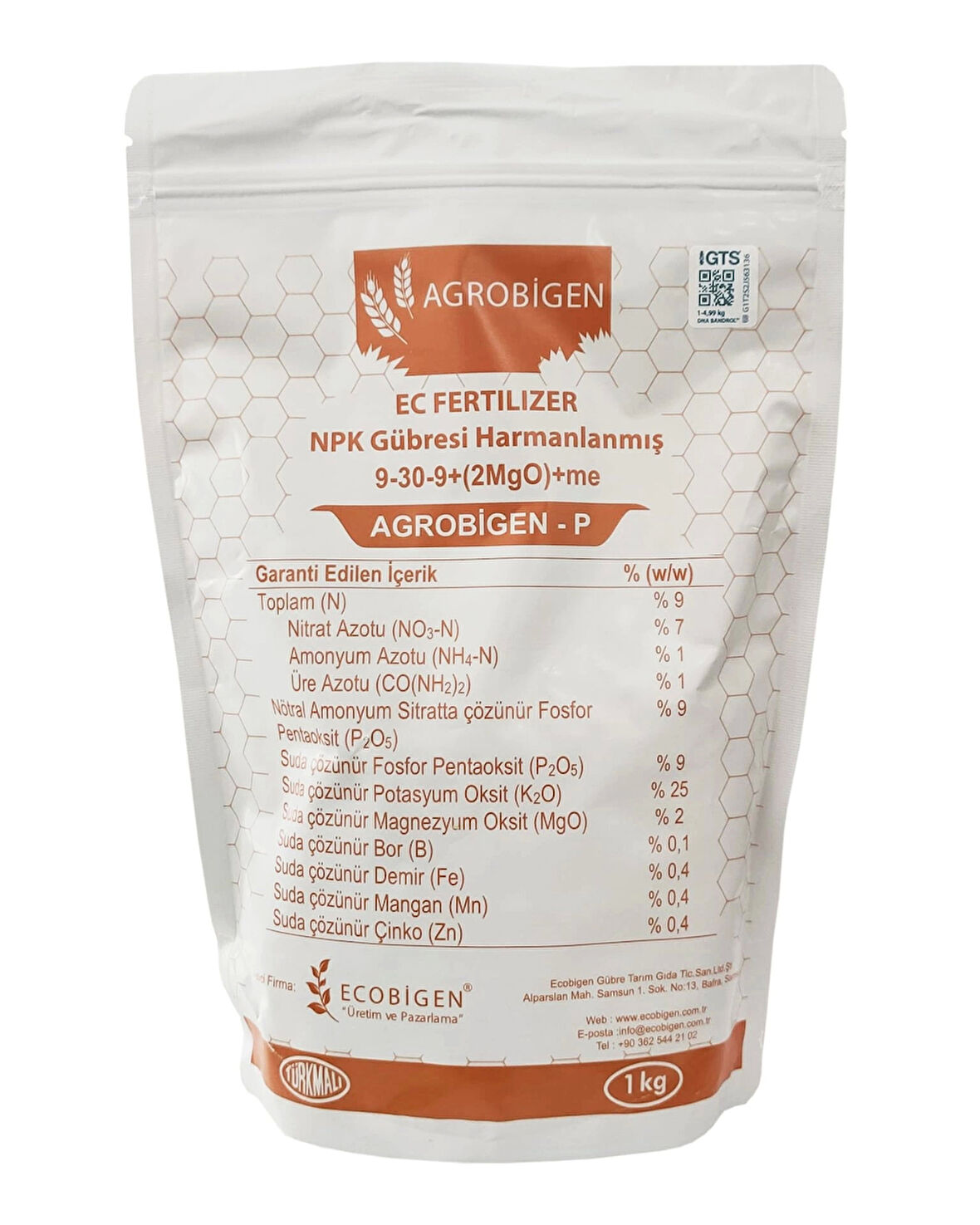 Agrobigen-P Npk Gübresi Harmanlanmış 9-30-9+(2Mgo)+Me 1Kg