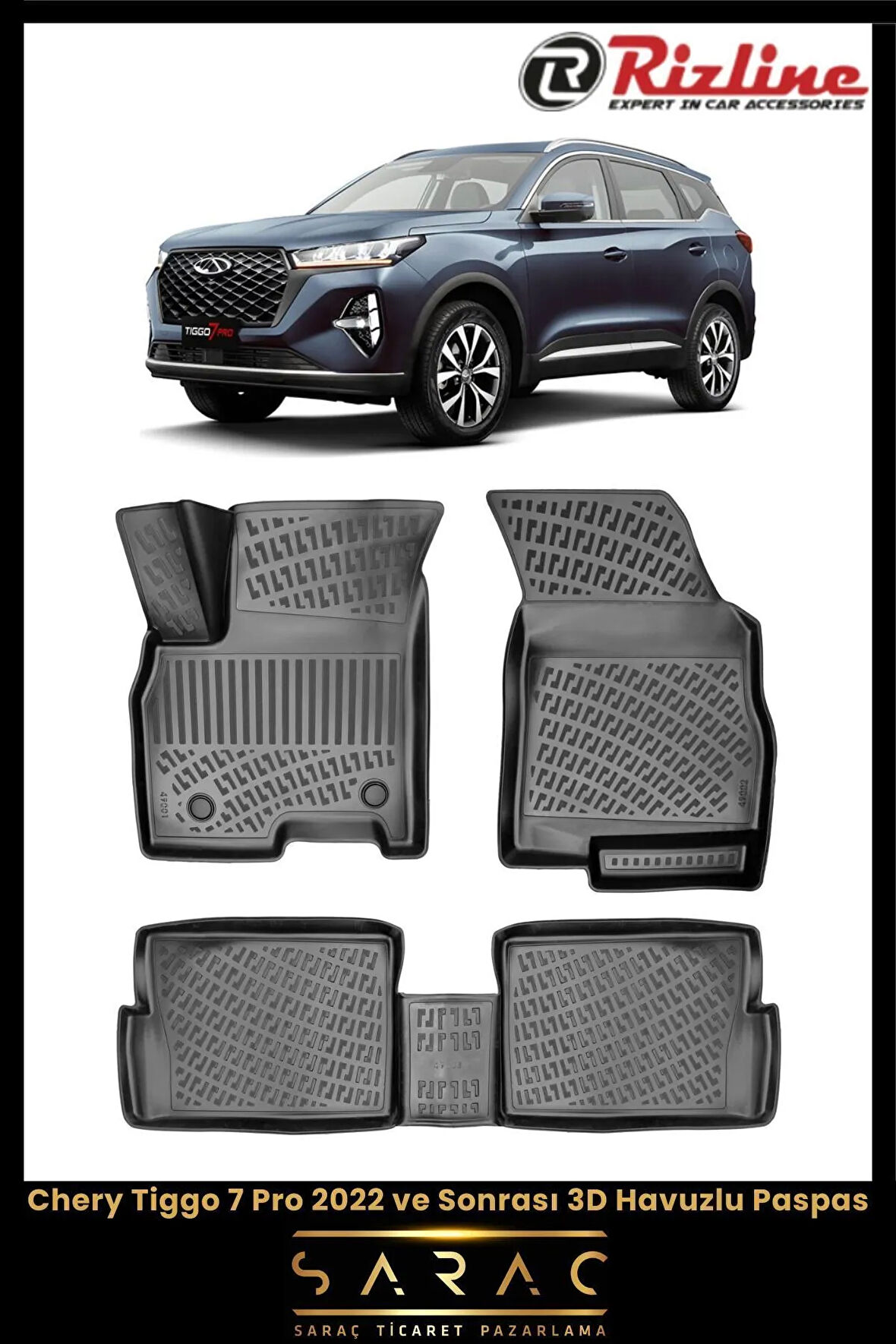 Rizline Chery Tiggo 7 Pro 2020 Model 3D Havuzlu Paspas