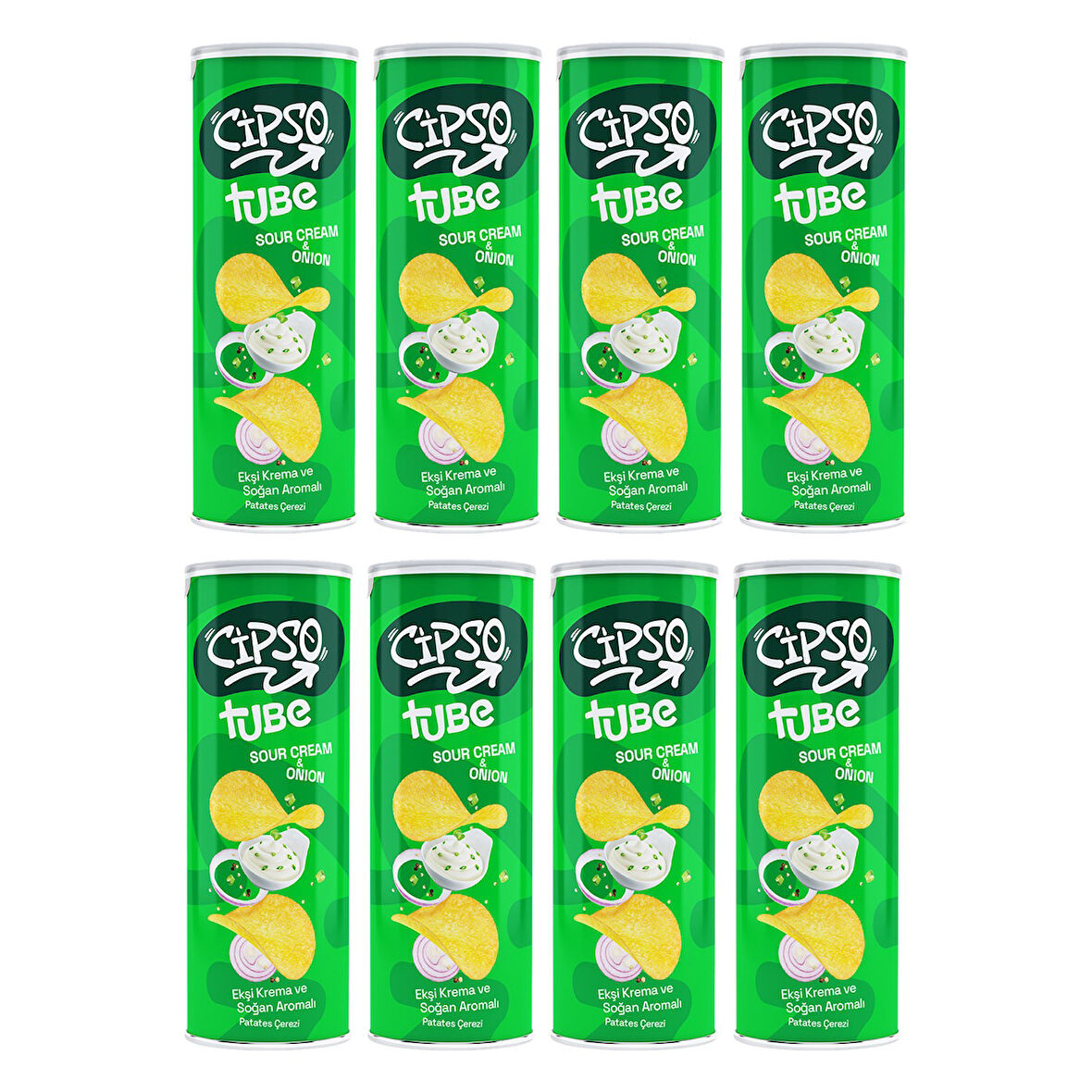 Cipso Tube Ekşi Krema&Soğan Aromalı Cips 160 gr x 8 Adet