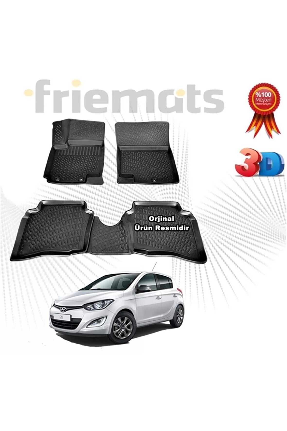 Hyundai I20 3d Havuzlu Paspas 2008-2012 Arası Siyah 4 Parça