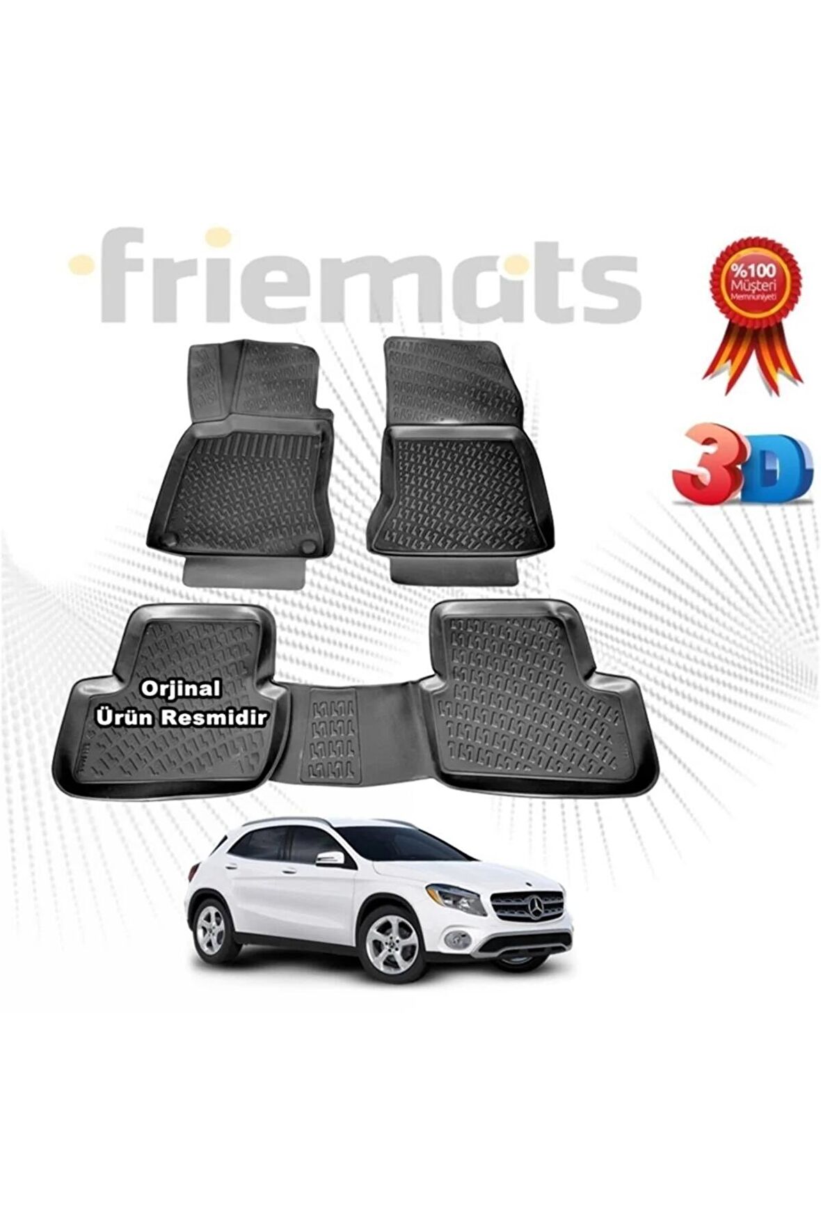 Mercedes W176 A Serisi 3d Havuzlu Paspas 2012-2017 Arası Siyah 4 Parça