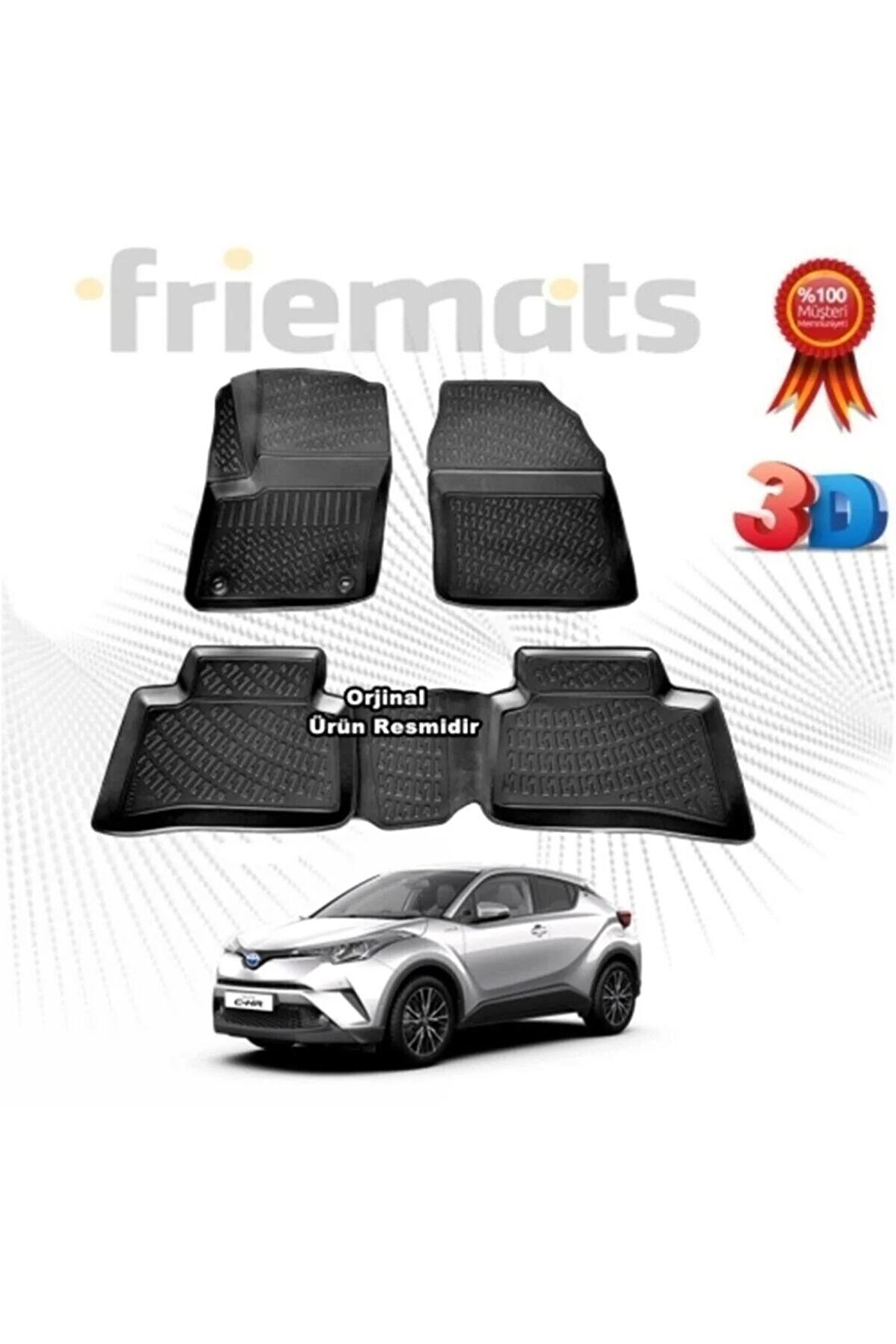 Toyota C-hr 3d Havuzlu Paspas 2016 - 2020 Arası Siyah 4 Parça Set friemats