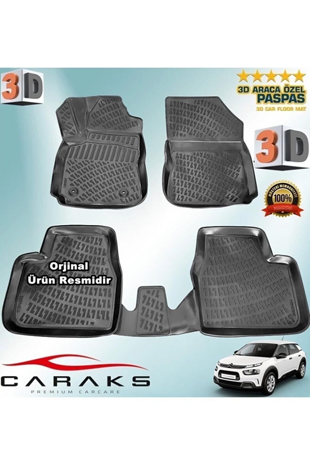 Citroen C4 Cactus 3d Paspas Havuzlu 2015 - 2020 Arası Siyah 4 Prç.