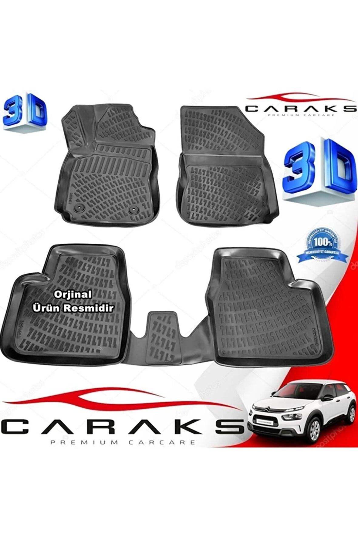 Citroen C4 Cactus 3d Paspas Havuzlu 2015 - 2020 Arası Siyah 4 Prç.