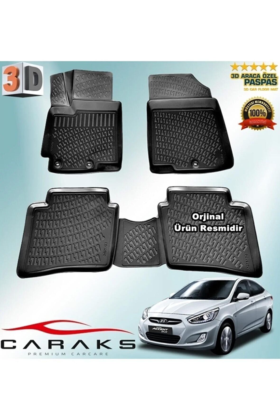 Hyundai Accent Blue 3d Paspas Havuzlu 2011 - 2020 Arası Siyah 4 Prç.