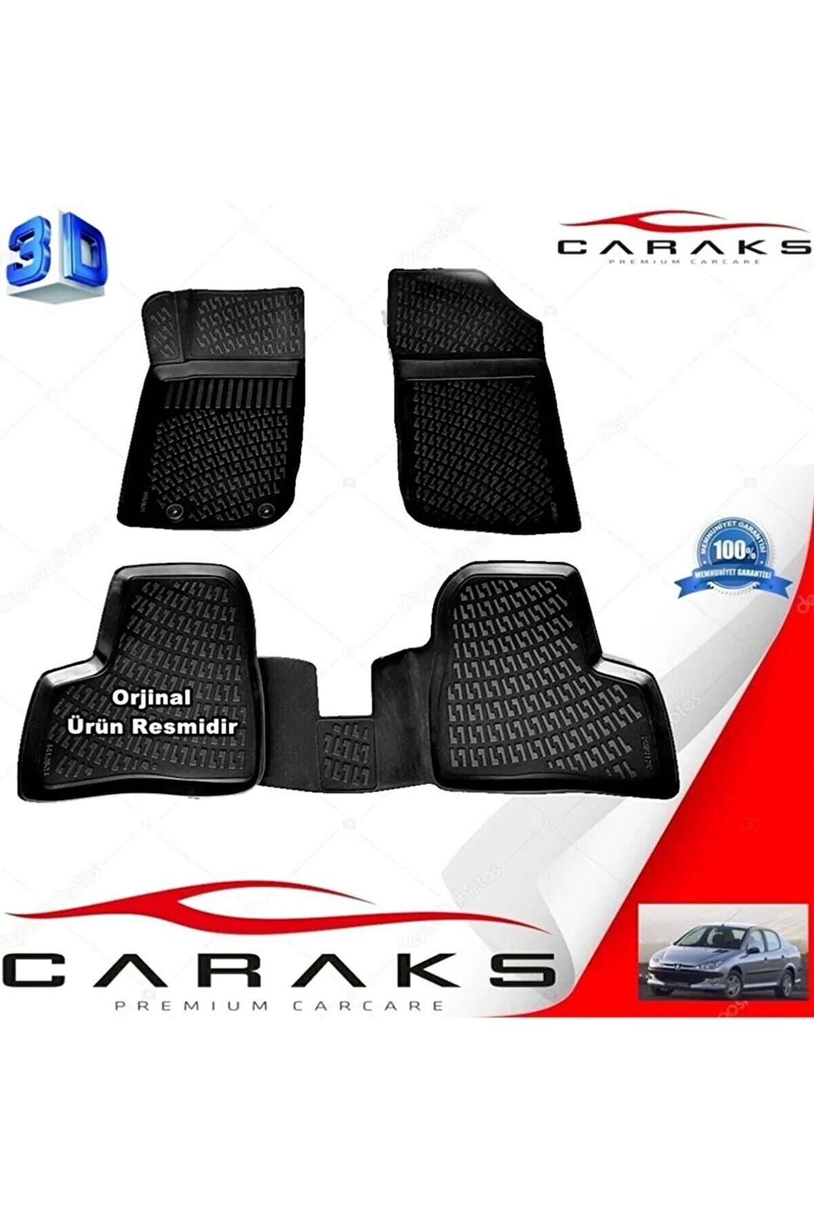 Peugeot 206 3d Paspas Havuzlu Sedan 1998 - 2012 Arası Siyah 4 Prç.