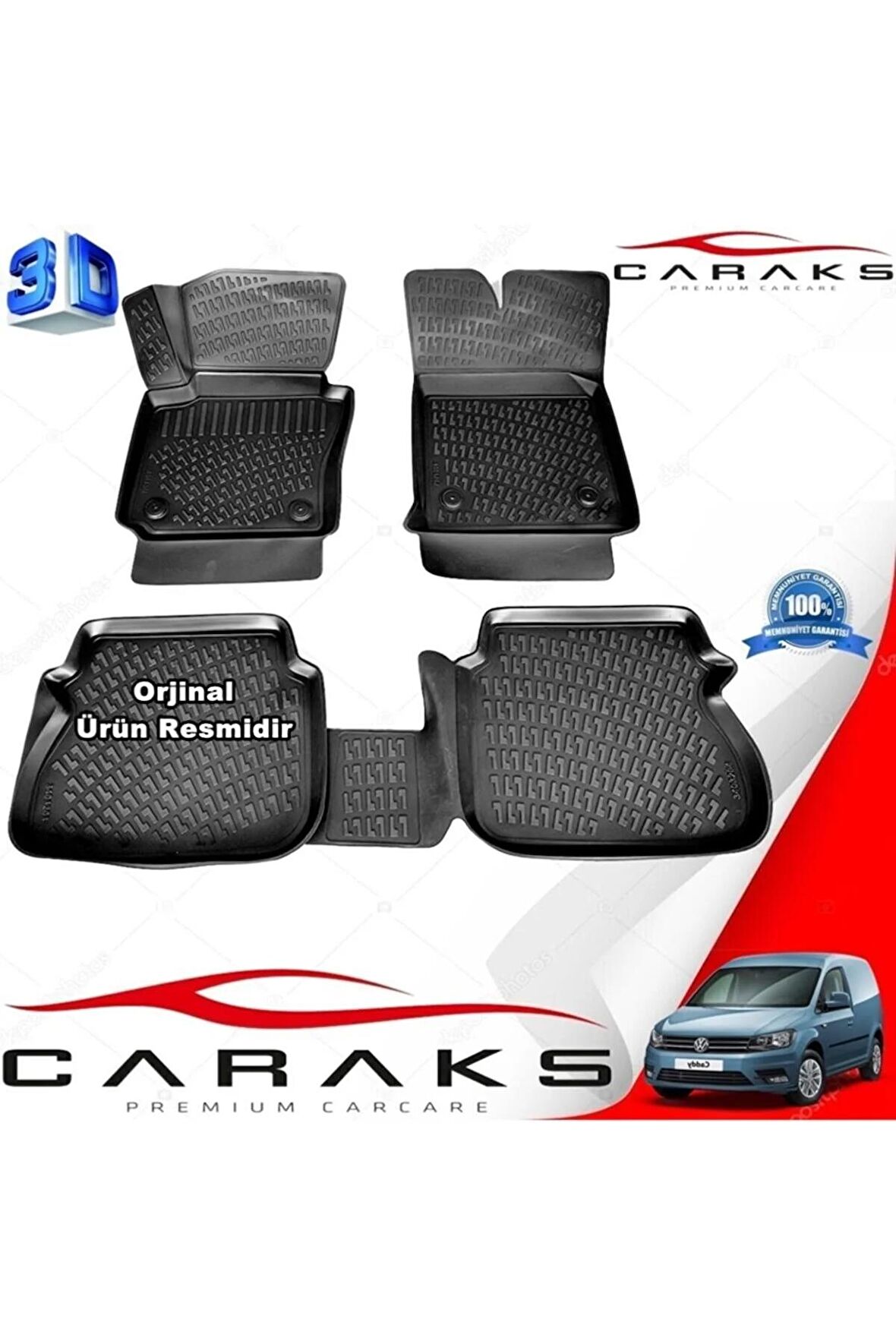 Vw Caddy 3d Paspas Havuzlu 2010 - 2015 Arası Siyah 4 Prç.