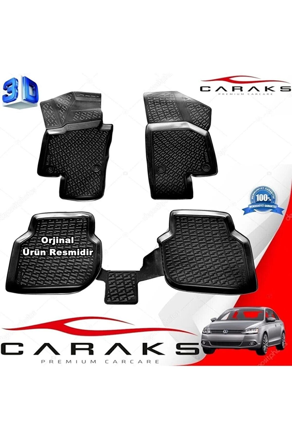 Vw Jetta 3d Paspas Havuzlu 2011 - 2020 Arası Siyah 4 Prç.