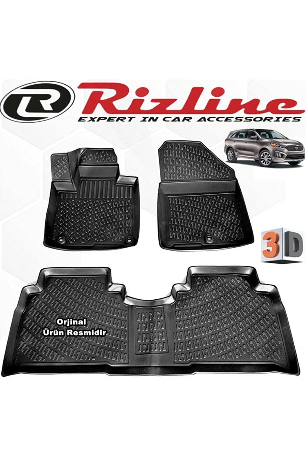 Kia Sorento 3d Paspas Havuzlu 2016 - 2020 Arası Siyah 4 Parça Set