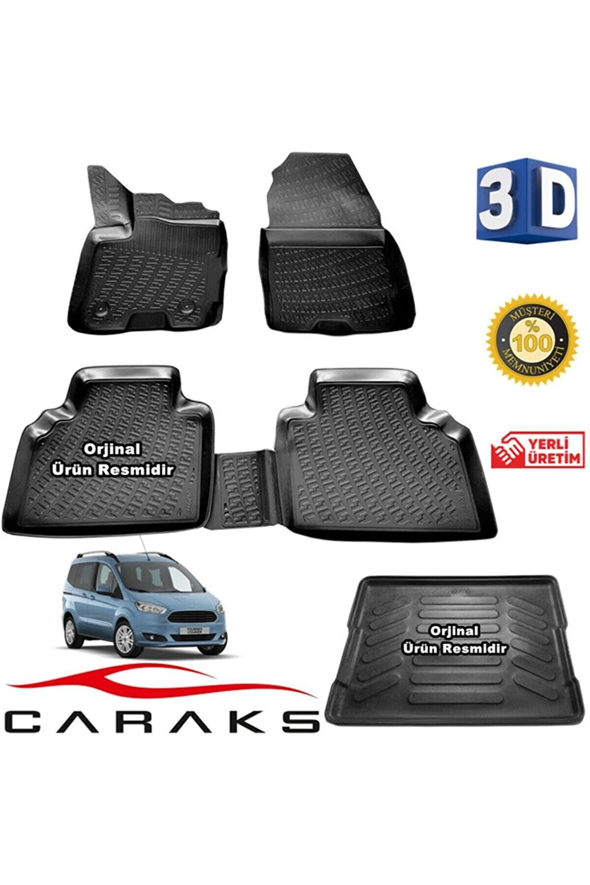 Ford Courier 3d Havuzlu Paspas + 3d Bagaj Havuzu 2014-2020 Arası Marka