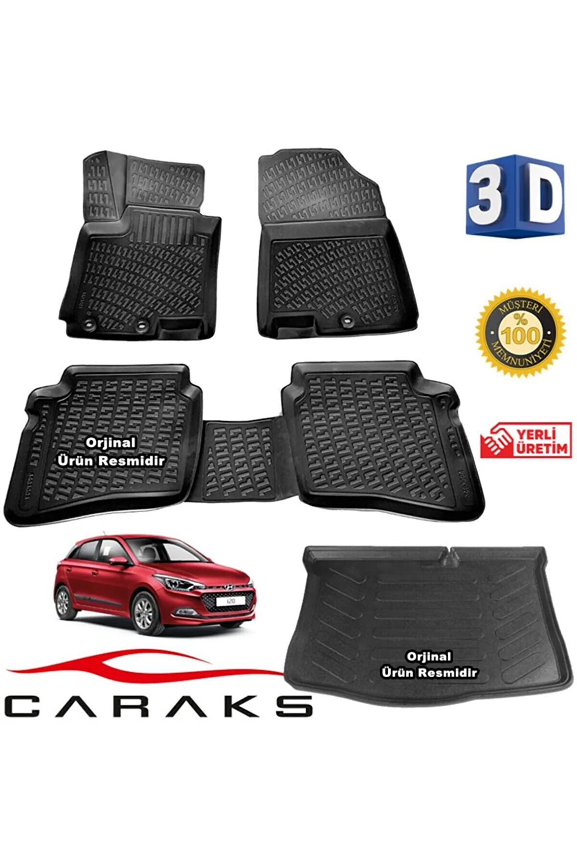 Hyundai I20 3d Paspas + 3d Bagaj Havuzu 2014 - 2020 Arası Siyah - Set