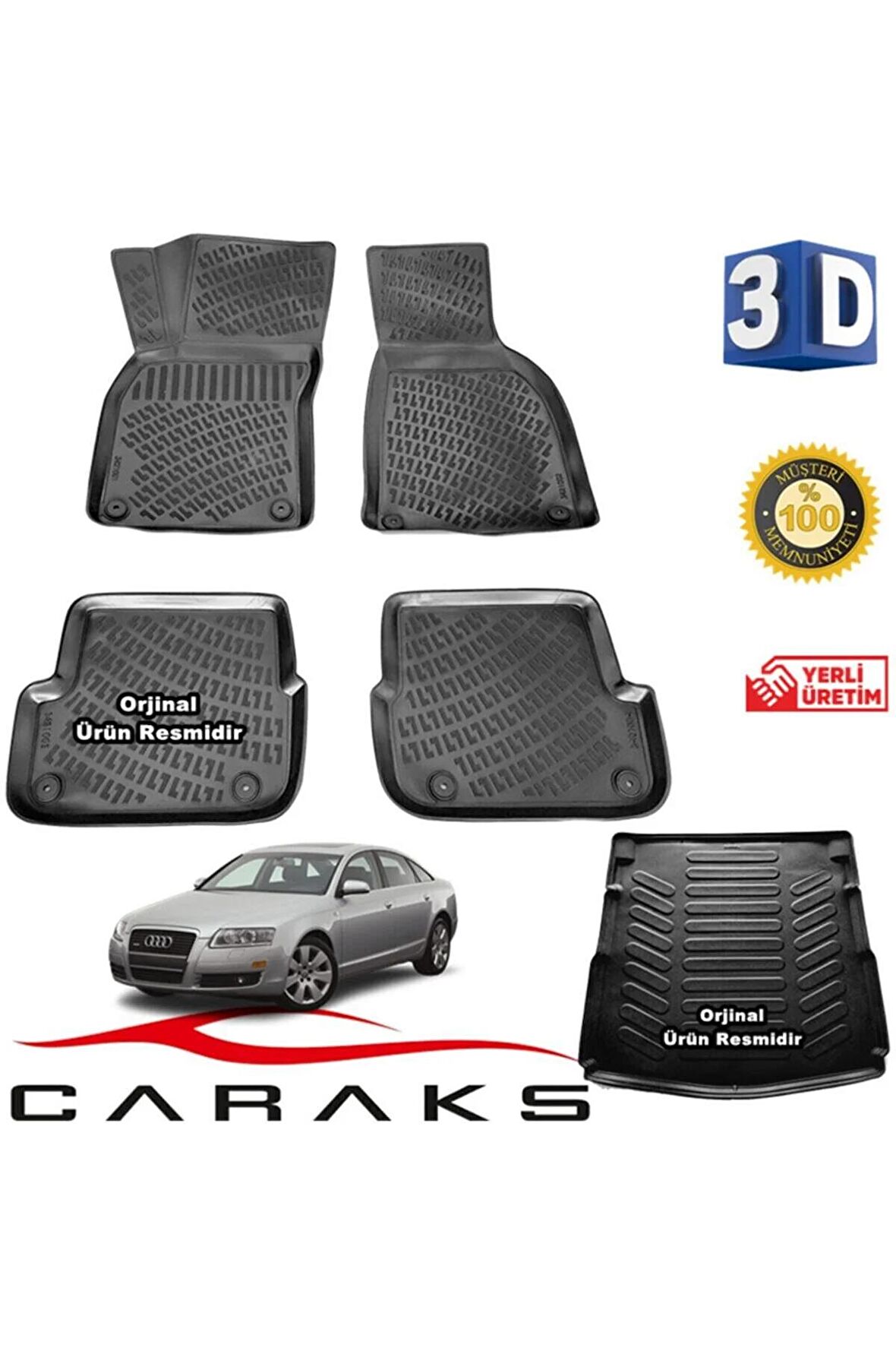 Audi A6 3d Paspas + 3d Bagaj Havuzu 2005 - 2011 Arası Siyah - Set