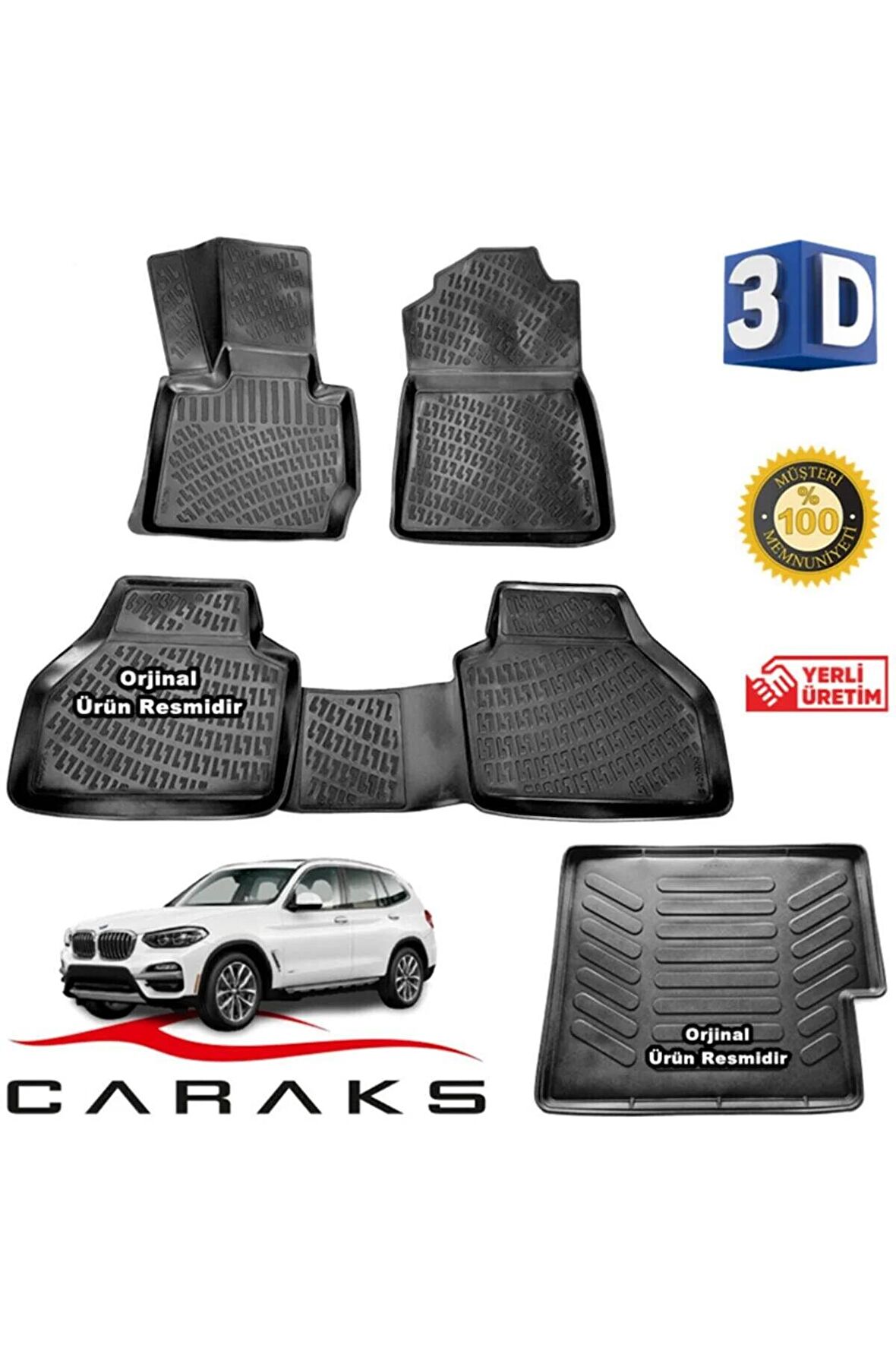 Bmw X3 3d Paspas + 3d Bagaj Havuzu 2011 Sonrası Siyah - Set