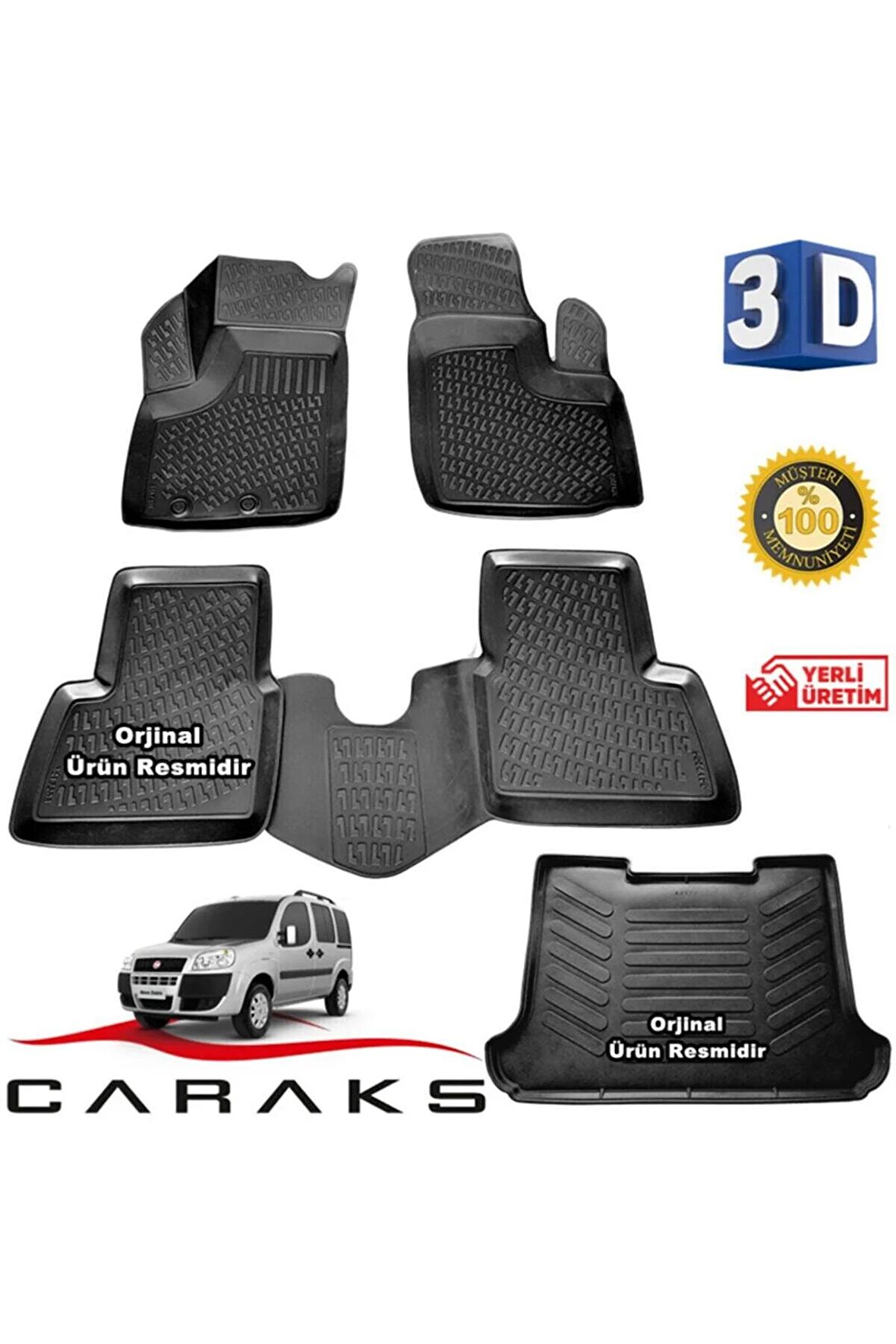 Fiat Doblo 1 3d Paspas + 3d Bagaj Havuzu 2001 - 2009 Arası Siyah - Set
