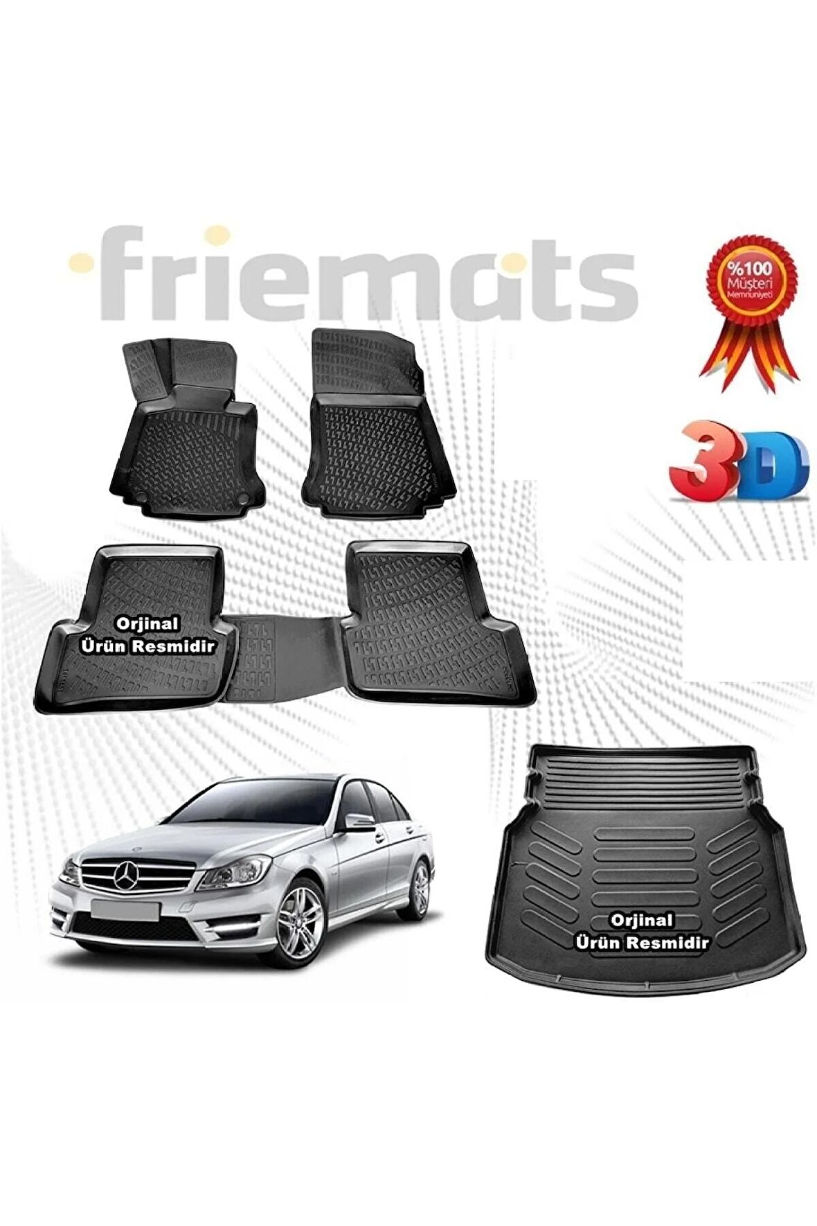 Mercedes C Serisi W204 3d Havuzlu Paspas + 3d Bagaj Havuzu (rampalı) 2007-2014 Arası