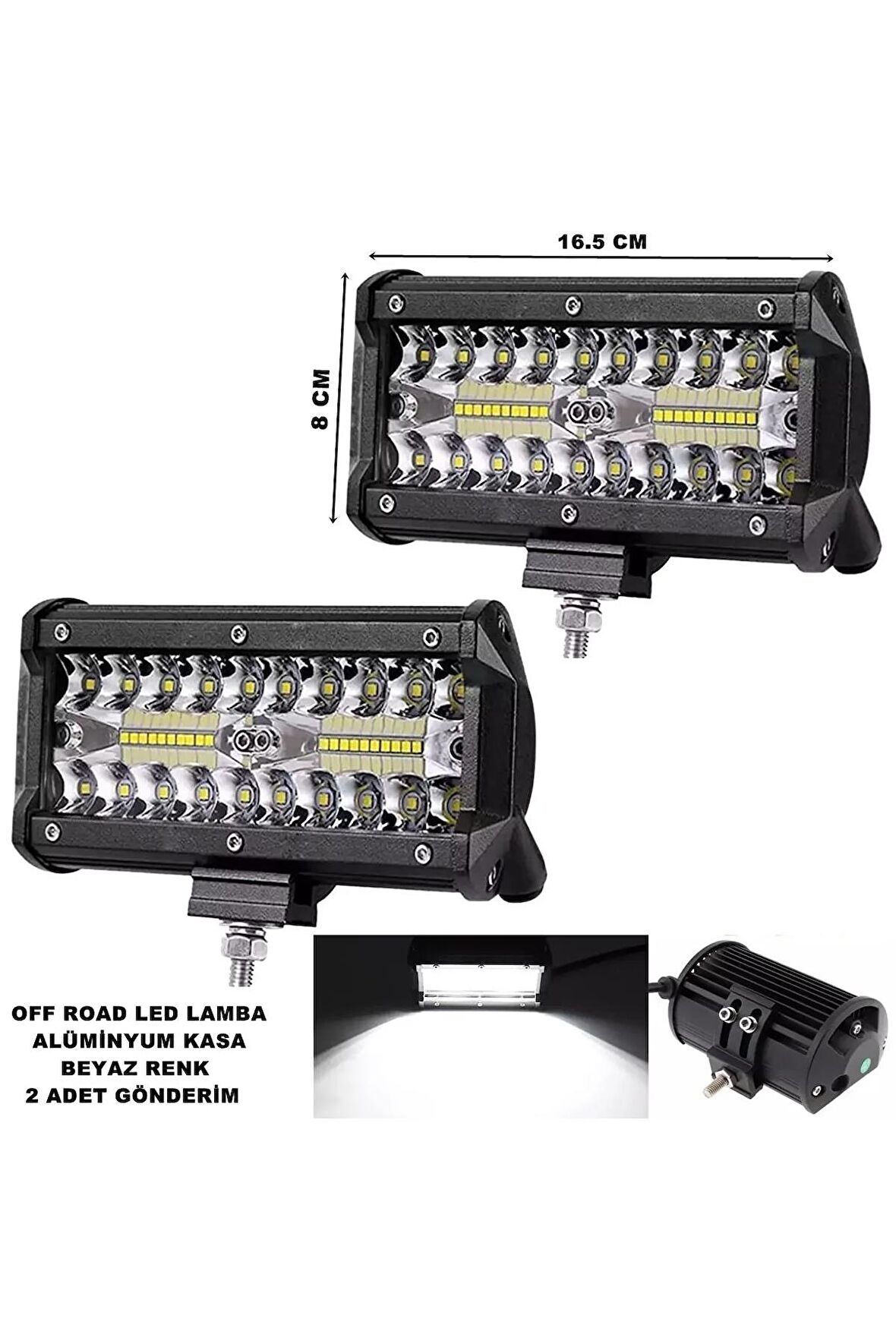 Off Road Power Led Lamba Beyaz Sabit Led 8 X 16,5 Cm 2 Adet -