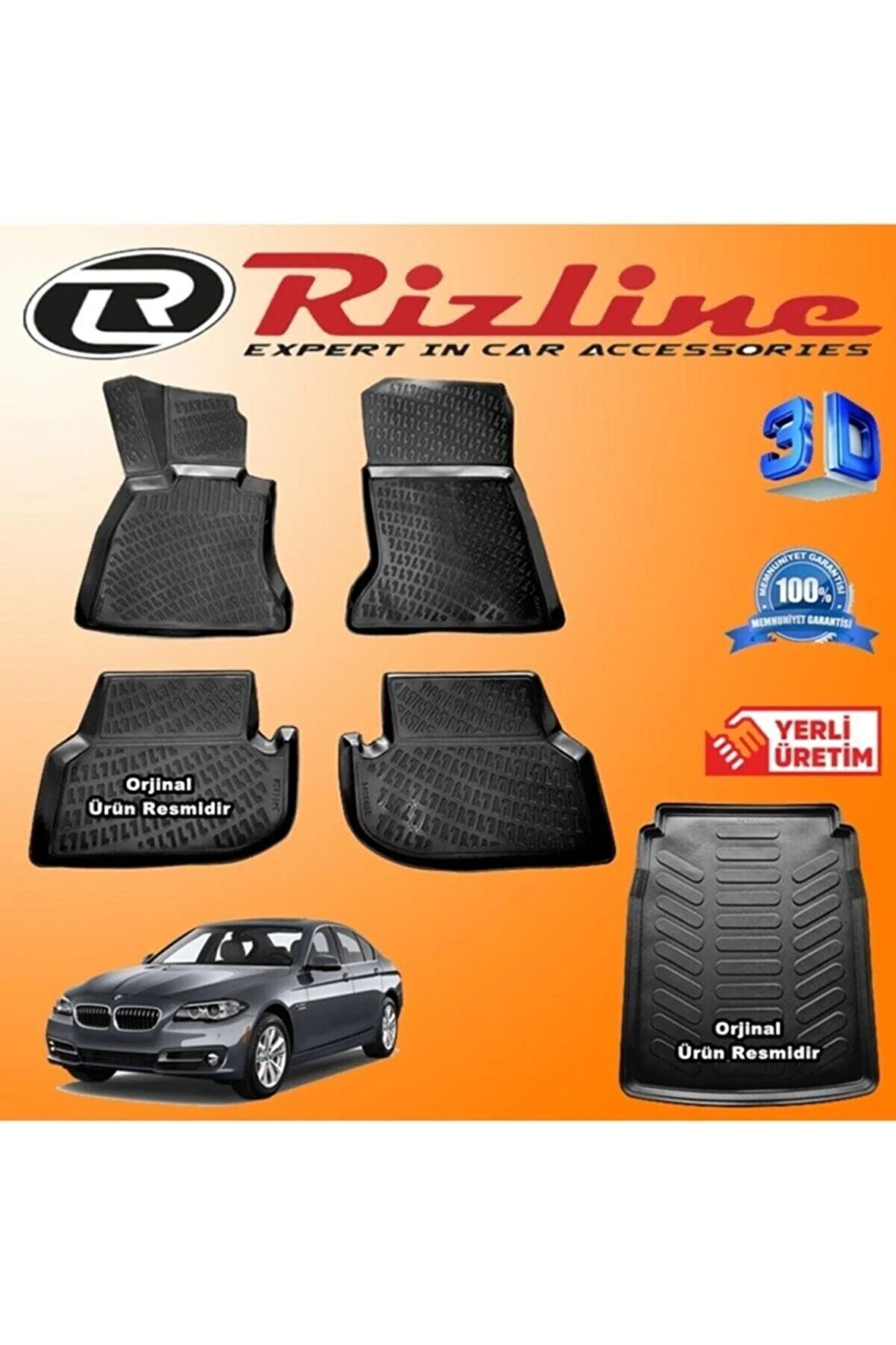 Bmw F10 5 Serisi 3d Paspas + 3d Bagaj Havuzu 2013-2020 Arası Siyah Set
