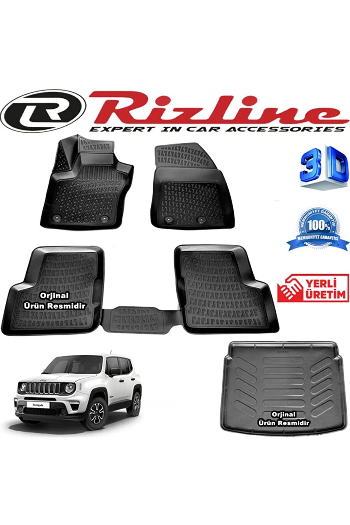 Jeep Renegade 3d Paspas + 3d Bagaj Havuzu 2015-2020 Arası Siyah Set