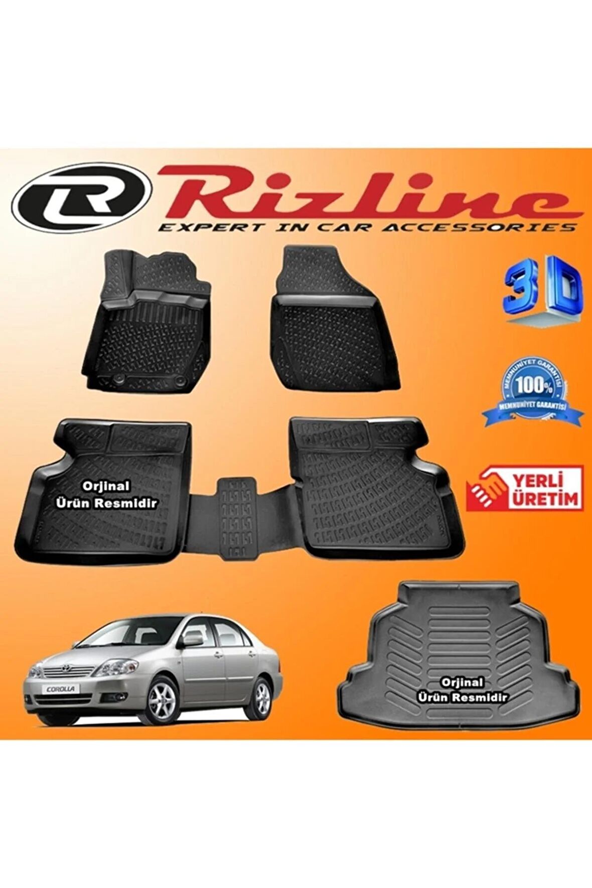 Toyota Corolla 3d Paspas + 3d Bagaj Havuzu Sedan 2001-2006 Arası Siyah Set