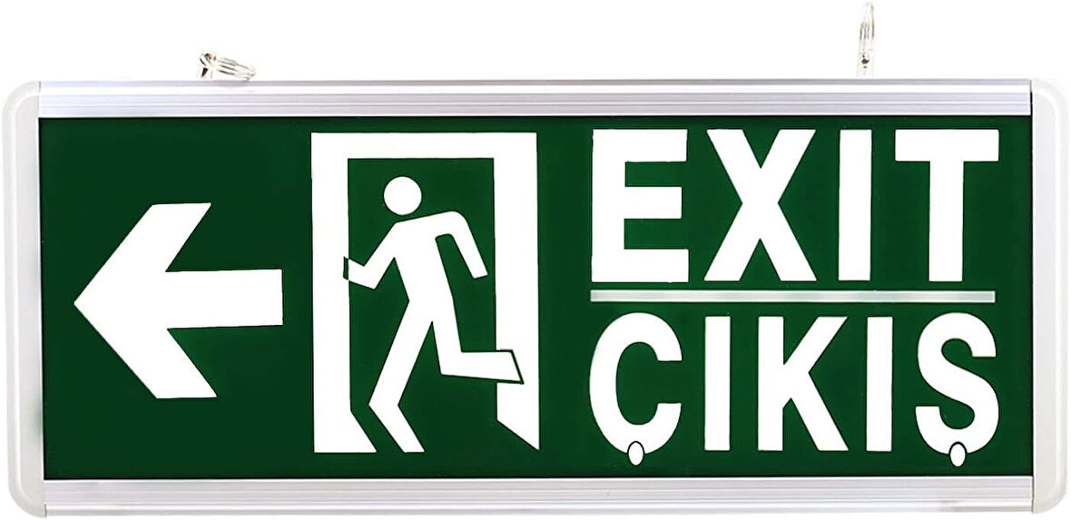 Sağ - Sol Çıkış Levhası, 3 Saat Şarjlı, Elektrikle Çalışır, 3 Watt Ledli, Acıl Çıkış Levhası, EXIT