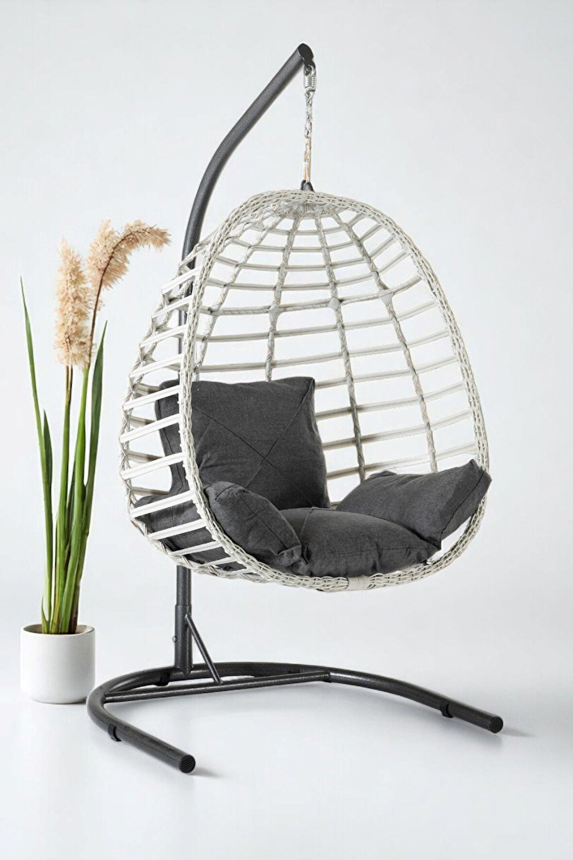 Fursimo Salyan Rattan Tek Kişilik Bahçe Salıncağı – Konforlu Minderli, Dayanıklı Metal Gövde, Balkon