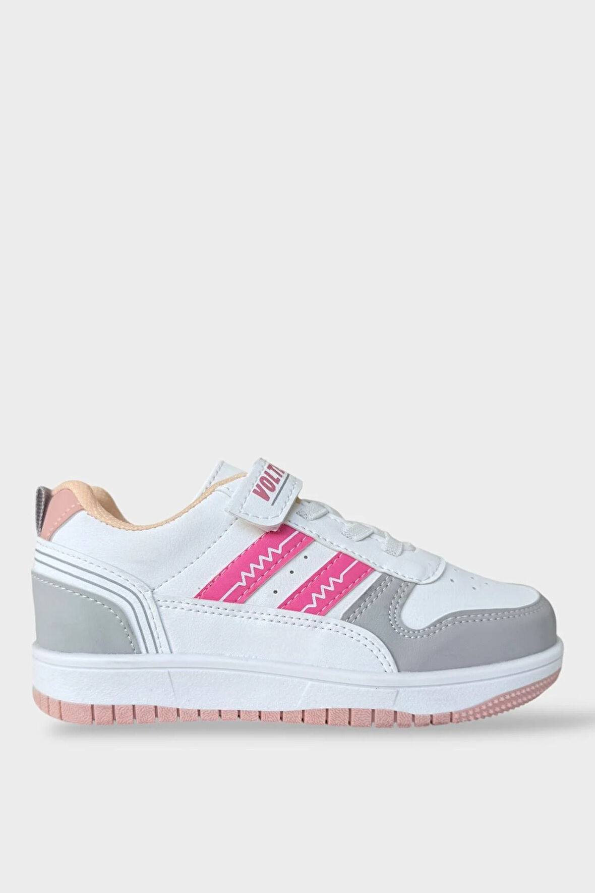 Çocuk Bağcıklı Cırtlı Çocuk Spor Ayakkabı BEYAZ - PEMBE