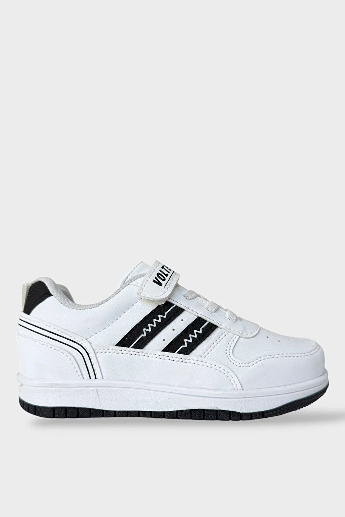 Çocuk Bağcıklı Cırtlı Çocuk Spor Ayakkabı BEYAZ - SİYAH