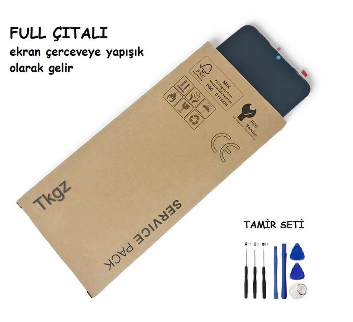 Tkgz Xiaomi Mİ 8 LİTE Lcd Ekran Dokunmatik SERVİCE PACK - FULL ÇITALI KIRMIZI + TAMİR SETİ