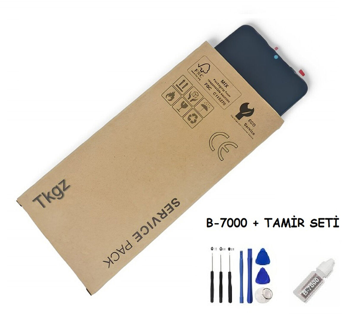 Tkgz Huawei Y9 Prime 2019 Lcd Ekran Dokunmatik SERVİCE PACK + B-7000 + TAMİR SETİ