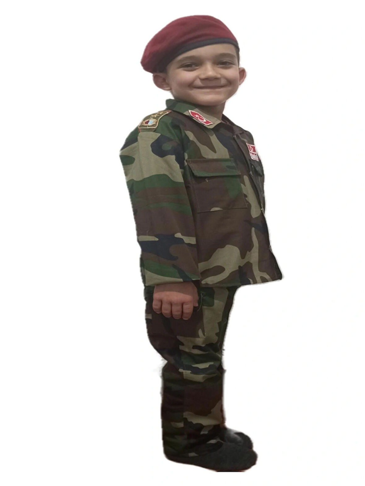 WORLAND ASKERİ KAMUFLAJ KOYU RENK BORDO BERELİ ÇOCUK TAKIMI 