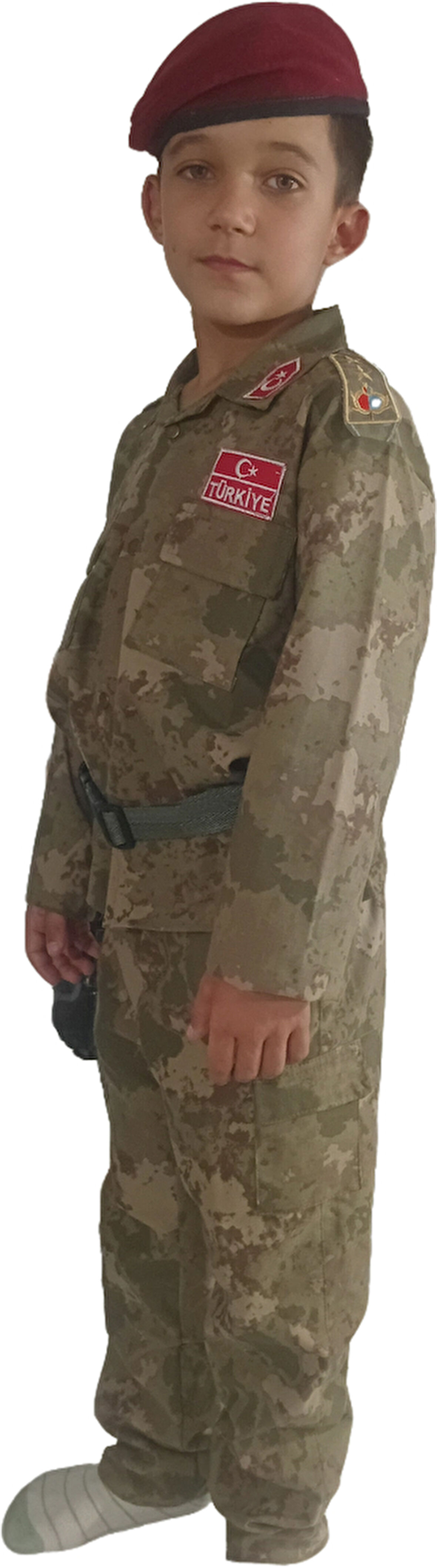 YENİ TİP ASKERİ KAMUFLAJ BORDO BERELİ +PALASKA  ÇOCUK TAKIMI 
