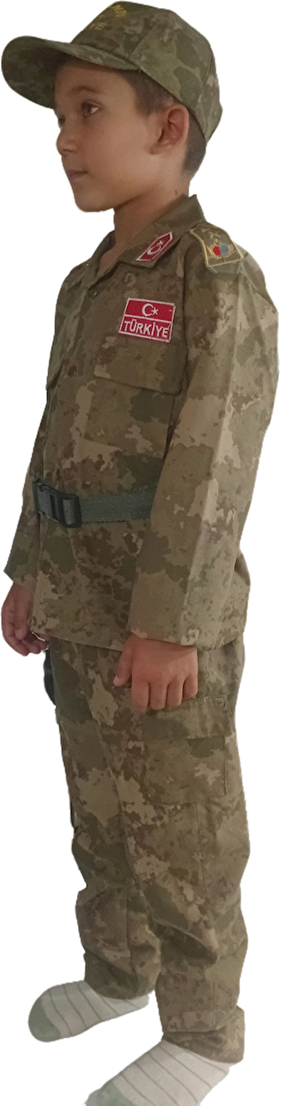 YENİ TİP ASKERİ KAMUFLAJ KEP'Lİ(ŞAPKA)+PALASKA ÇOCUK TAKIMI 