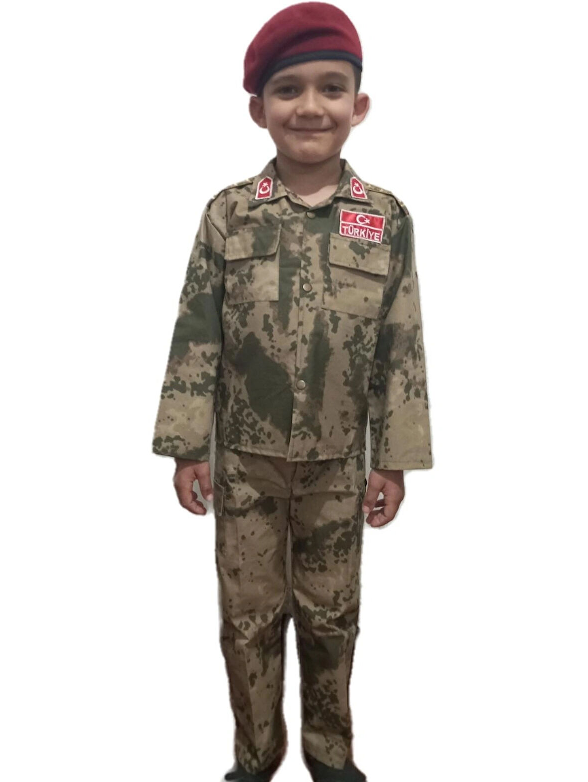 YENİ TİP JANDARMA KAMUFLAJ BORDO BERELİ ÇOCUK TAKIMI 