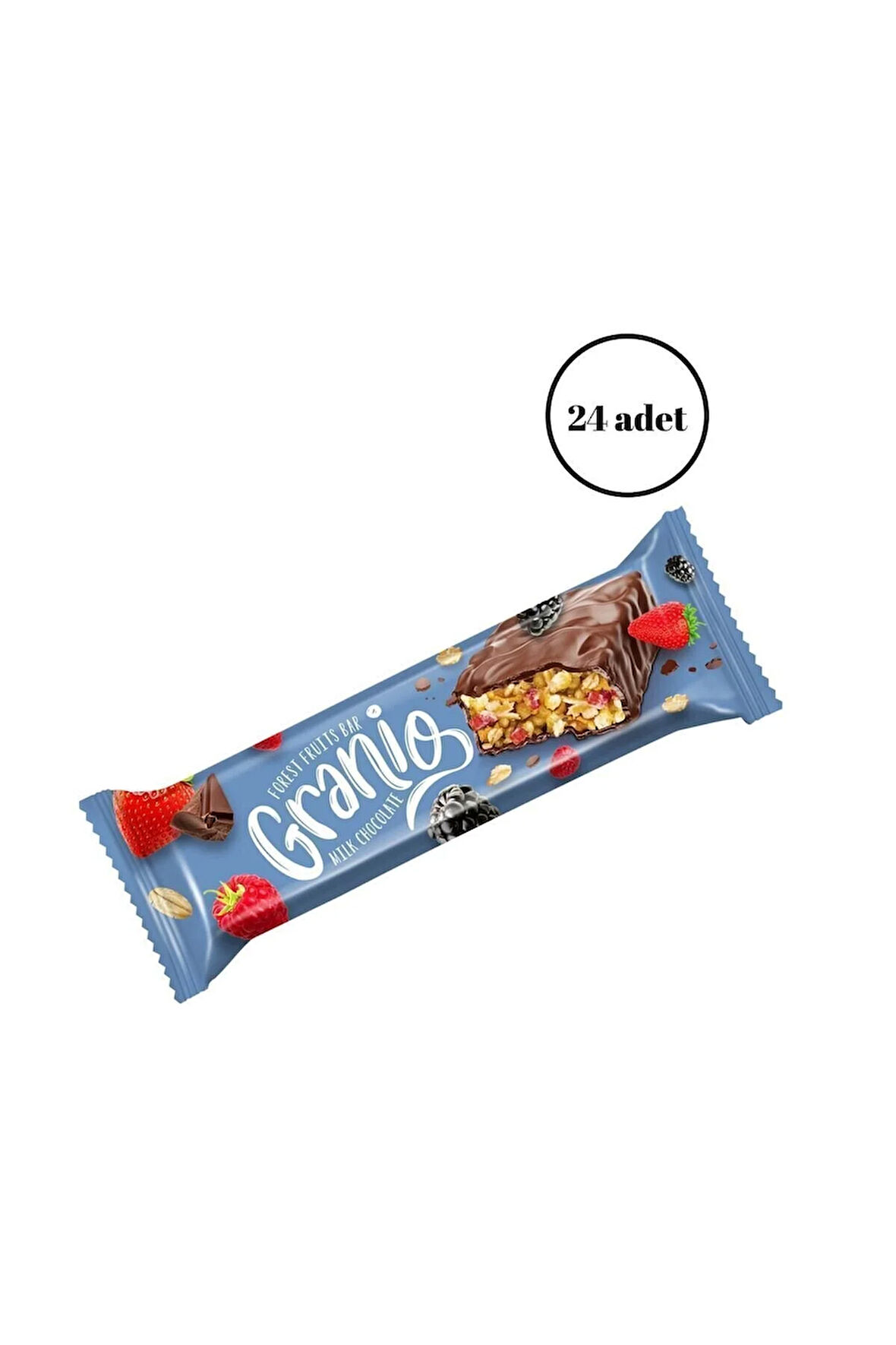 Sütlü Çikolata Kaplamalı Yulaf Ezmeli Kırmızı Meyveli Bar 40 gr X 24 Adet