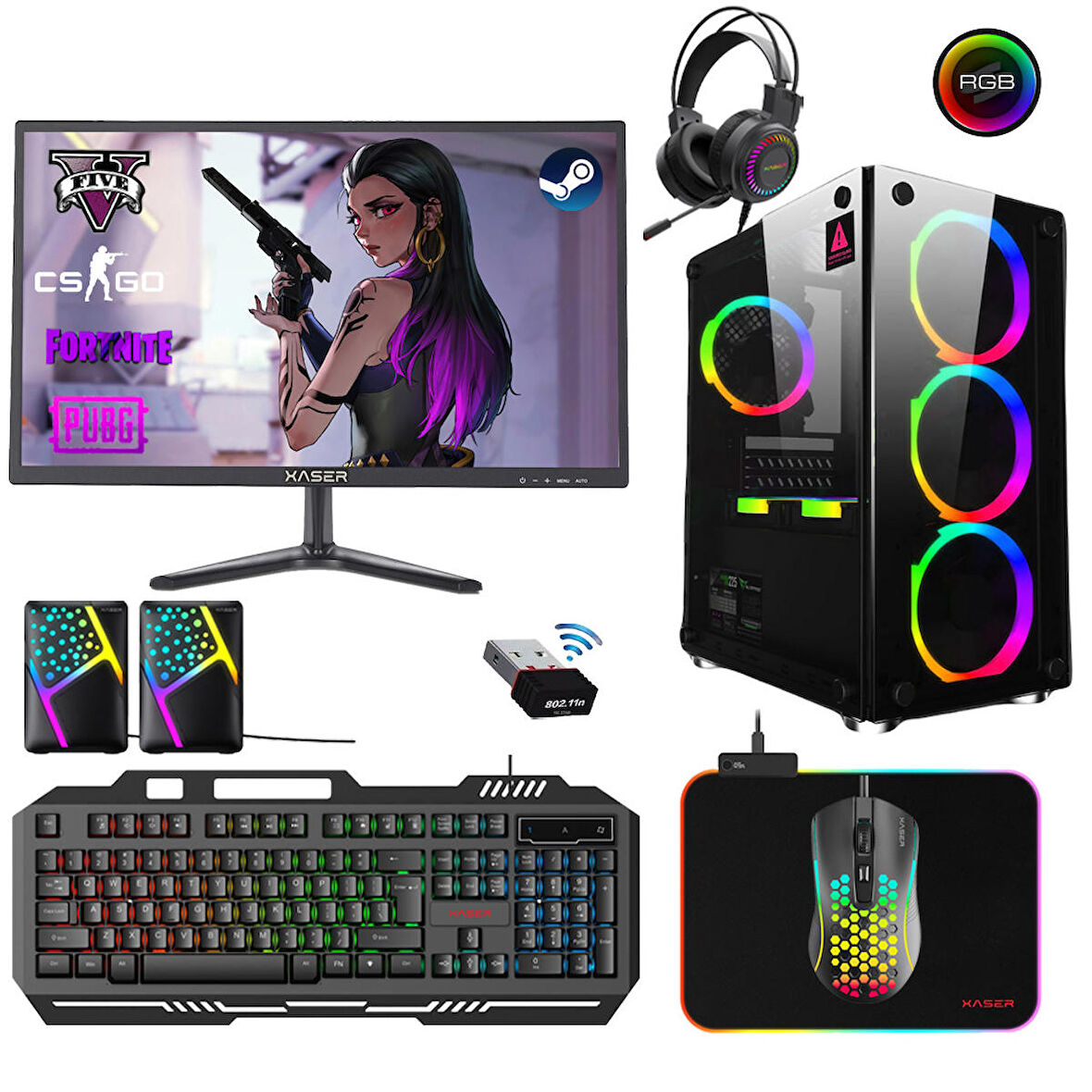 Xaser Xsr202 Intel i5 3470 16 GB DDR3 RAM 256 GB SSD AMD Radeon RX 550 FreeDos Masaüstü Bilgisayar 