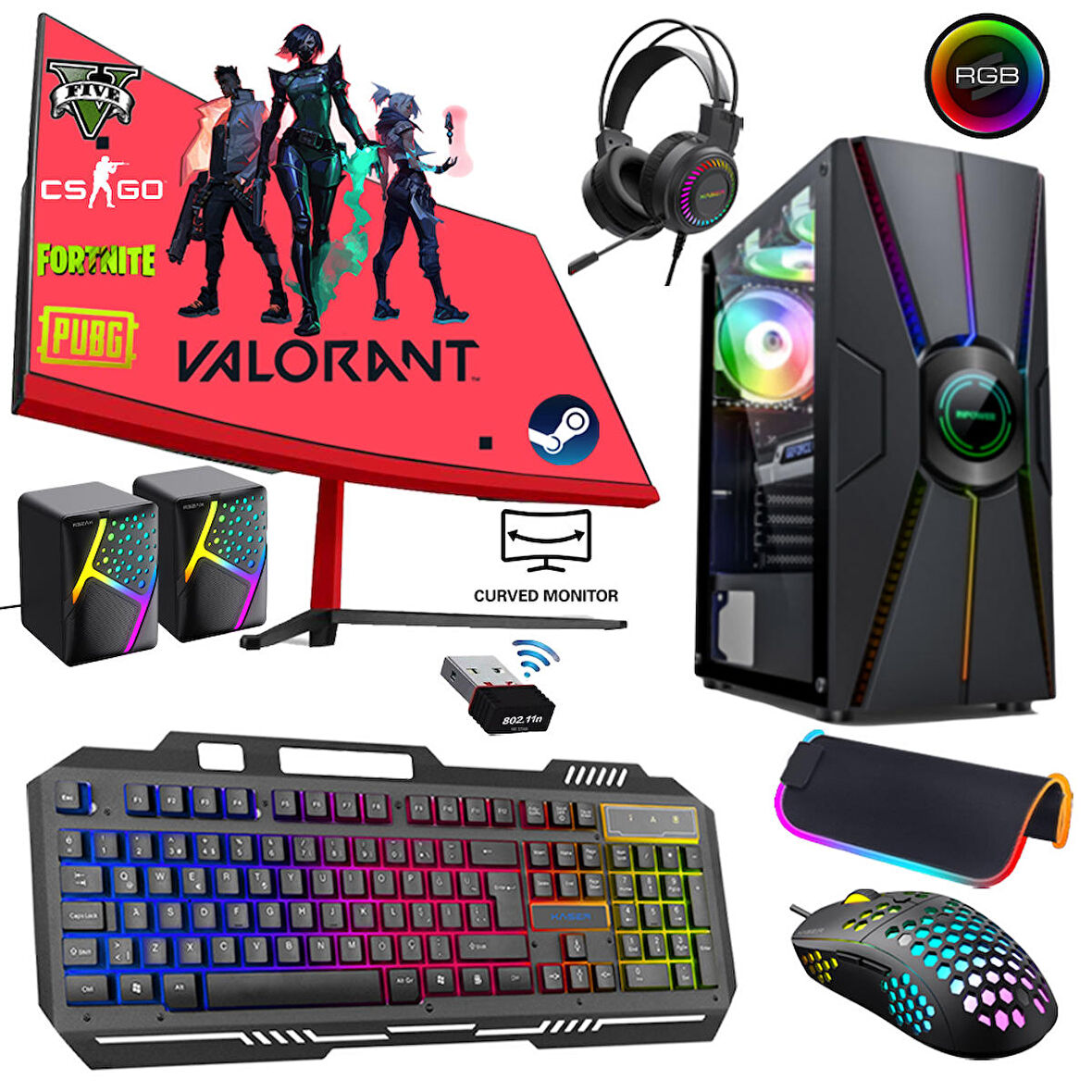 Xaser Xsr215 Intel i5 4440 8 GB DDR3 RAM 256 GB SSD AMD Radeon RX 550 FreeDos Masaüstü Bilgisayar 