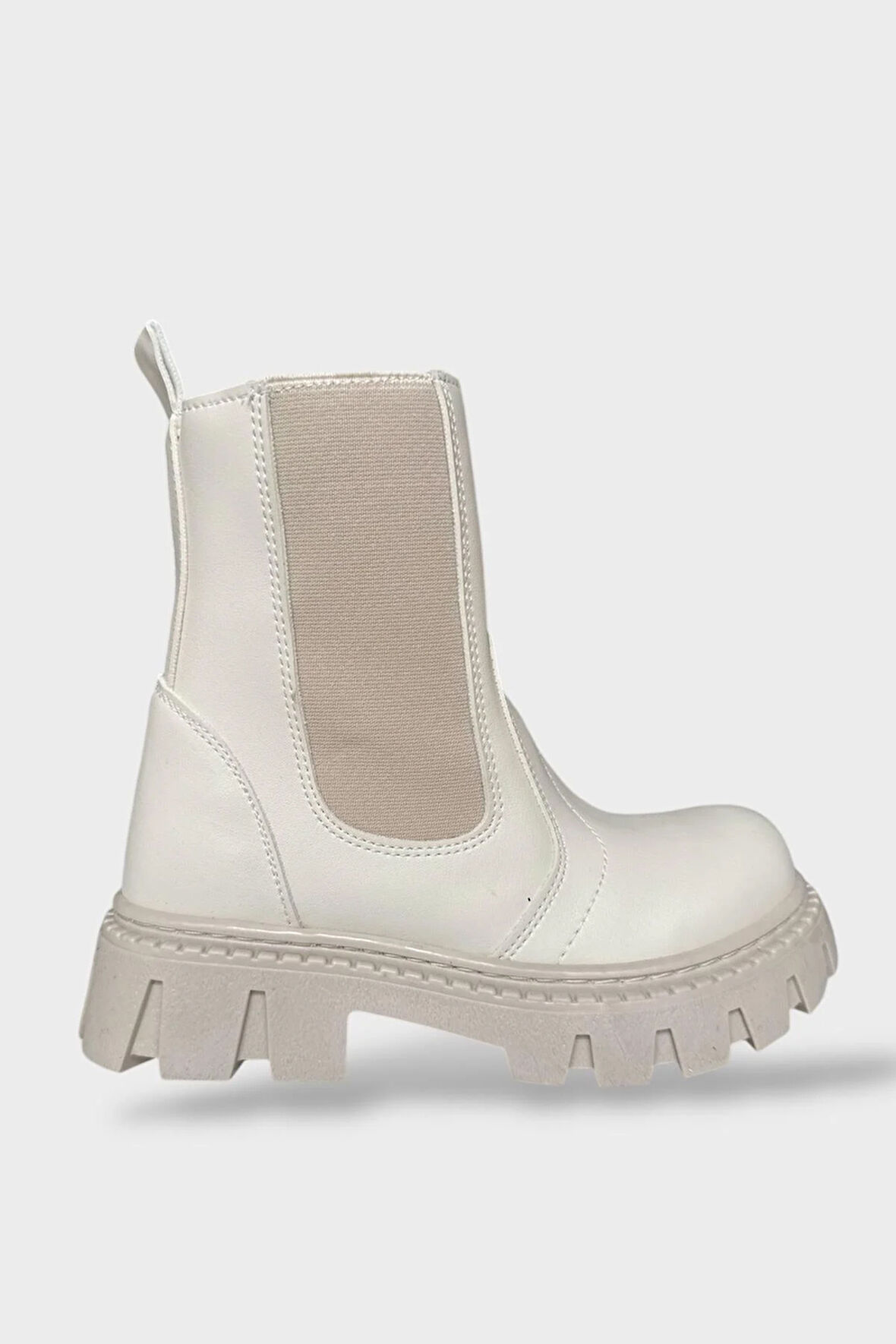 Kız Çocuk Lastik Detaylı Kalın Taban Bot BEJ