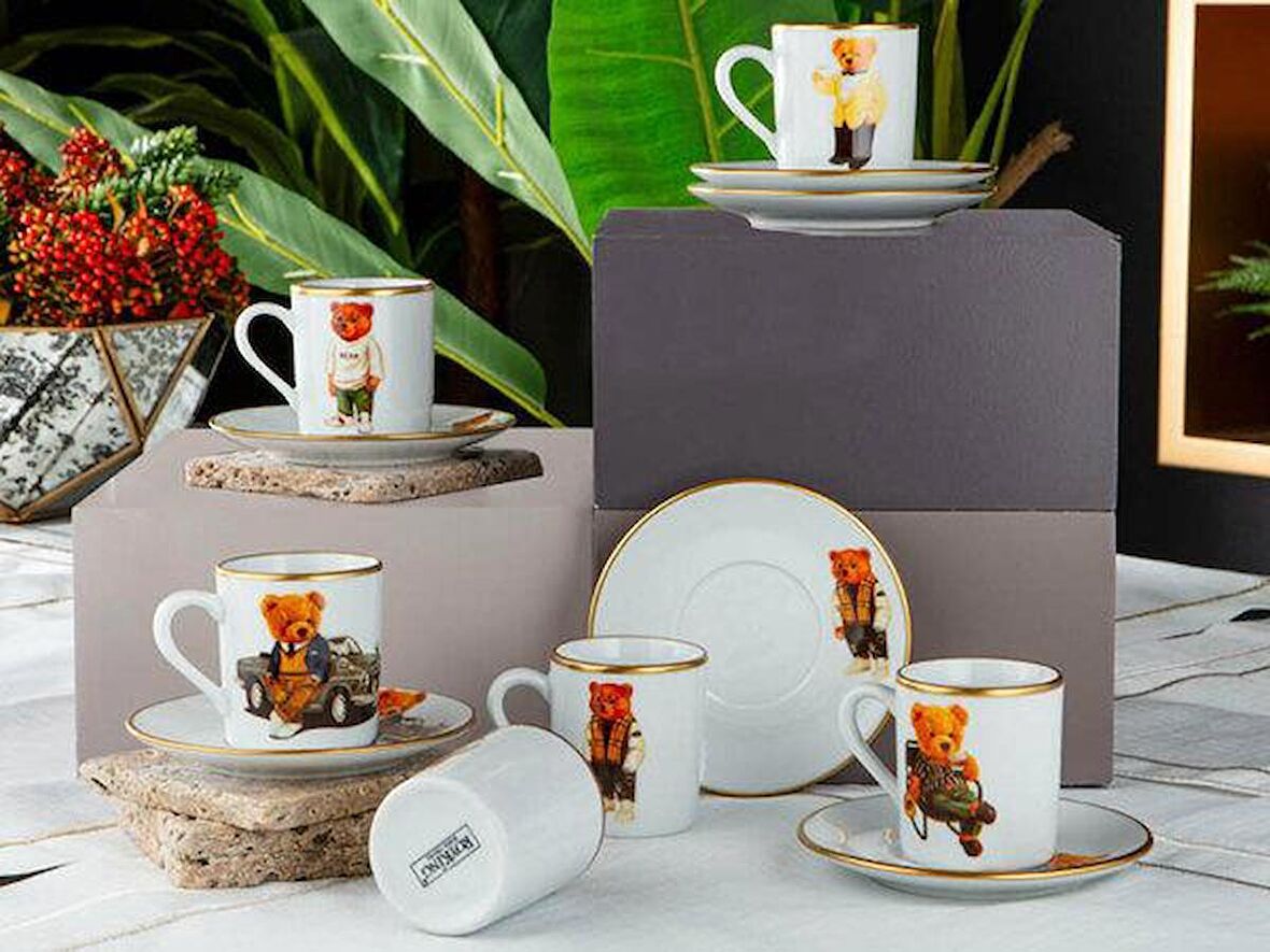 Royking Bear 6 lı Kahve Fincan Takımı BR 001